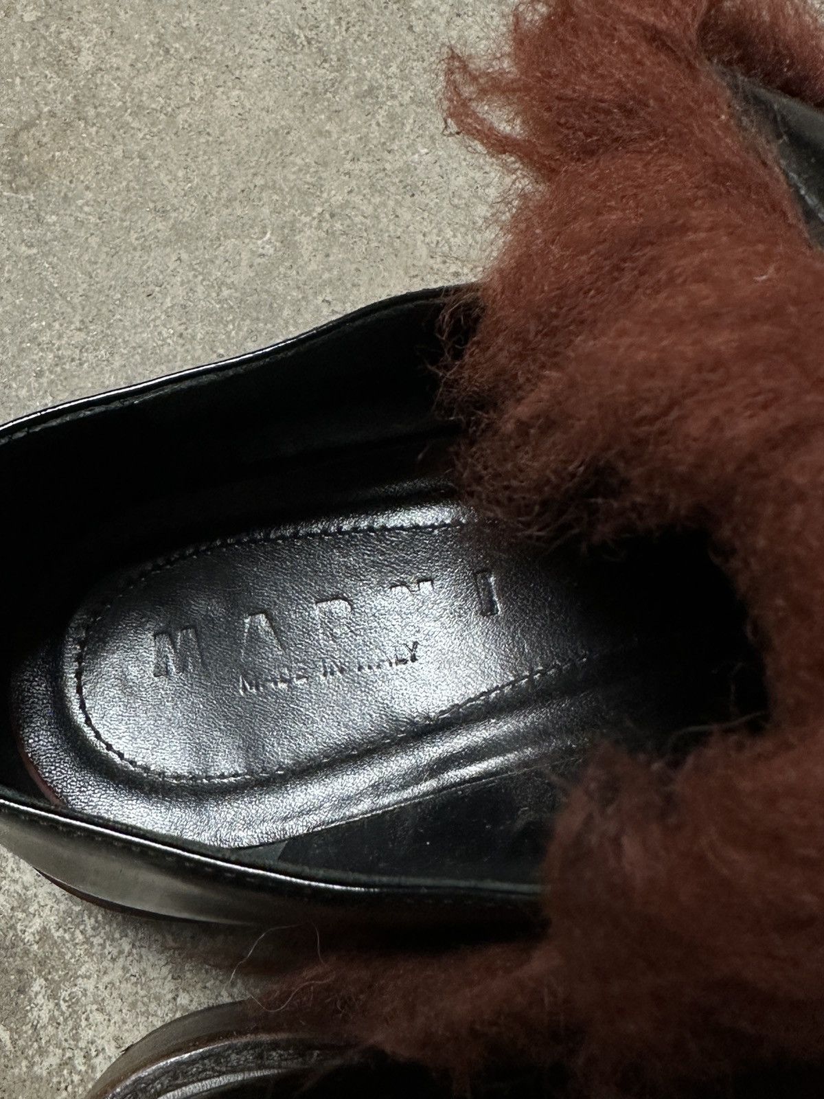 Marni Marni Leather Faux Fur Trim Oxfords Maroon Burgundy Black Size US 7.5 / IT 37.5 - 4 Thumbnail