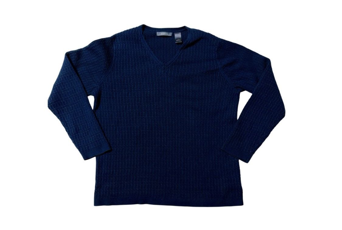 Liz Claiborne Liz Claiborne Ribbed V-Neck Sweater Navy Blue Size 1X Plus Size XL / US 12-14 / IT 48-50 - 1 Thumbnail