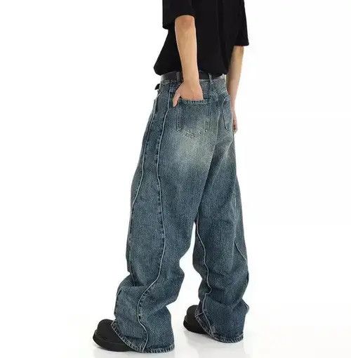 Jean Baggy Embroidered Wide Leg Denim Jeans Size US 34 / EU 50 - 5 Thumbnail