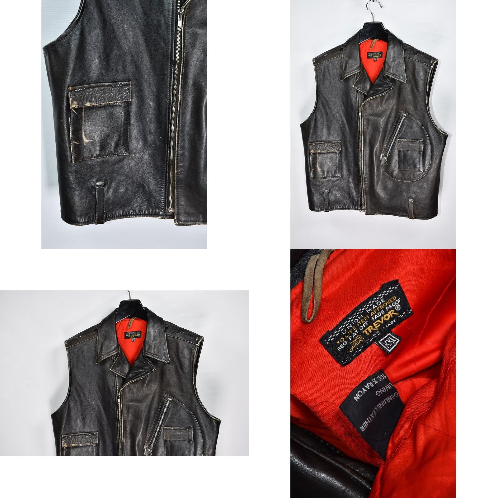 Lee VINTAGE LEE TREVOR Leather Vest Jacket Men's 2XL Black Leather Biker Vest Casual Shirt? Size US XXL / EU 58 / 5 - 8 Thumbnail