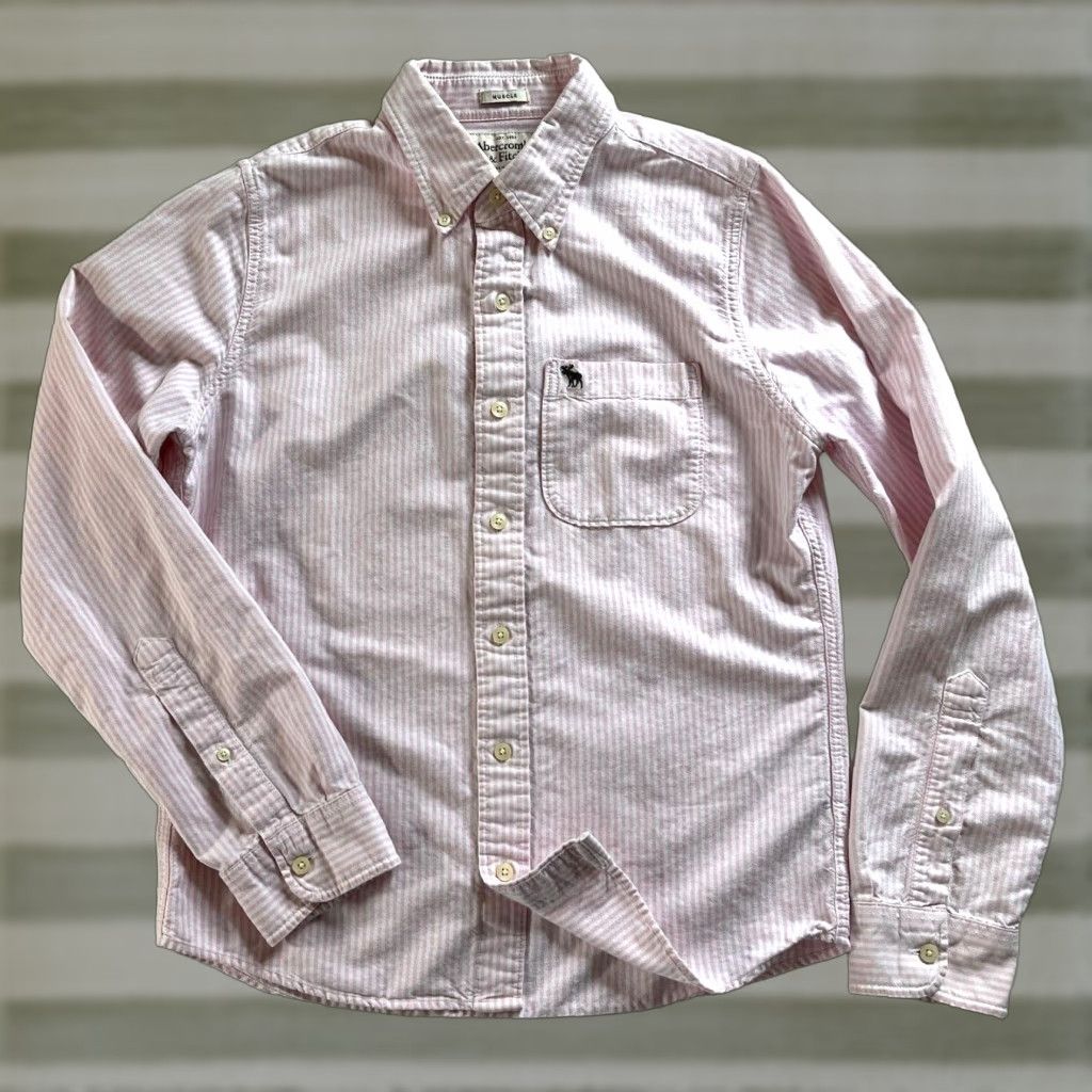 Abercrombie & Fitch VINTAGE Abercrombie & Fitch Men’s Button-Down Oxford Shirt Striped Pink Sz M Muscle Fit Size US M / EU 48-50 / 2 - 1 Thumbnail