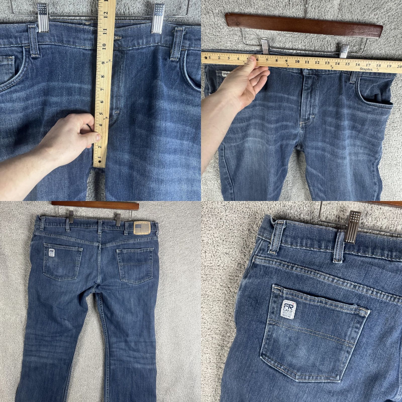 Denime Tyndale FR Jeans Mens 40x30 Blue Relaxed Straight Leg Denim Flame-Resistant Jeans Size US 40 / EU 56 - 8 Thumbnail
