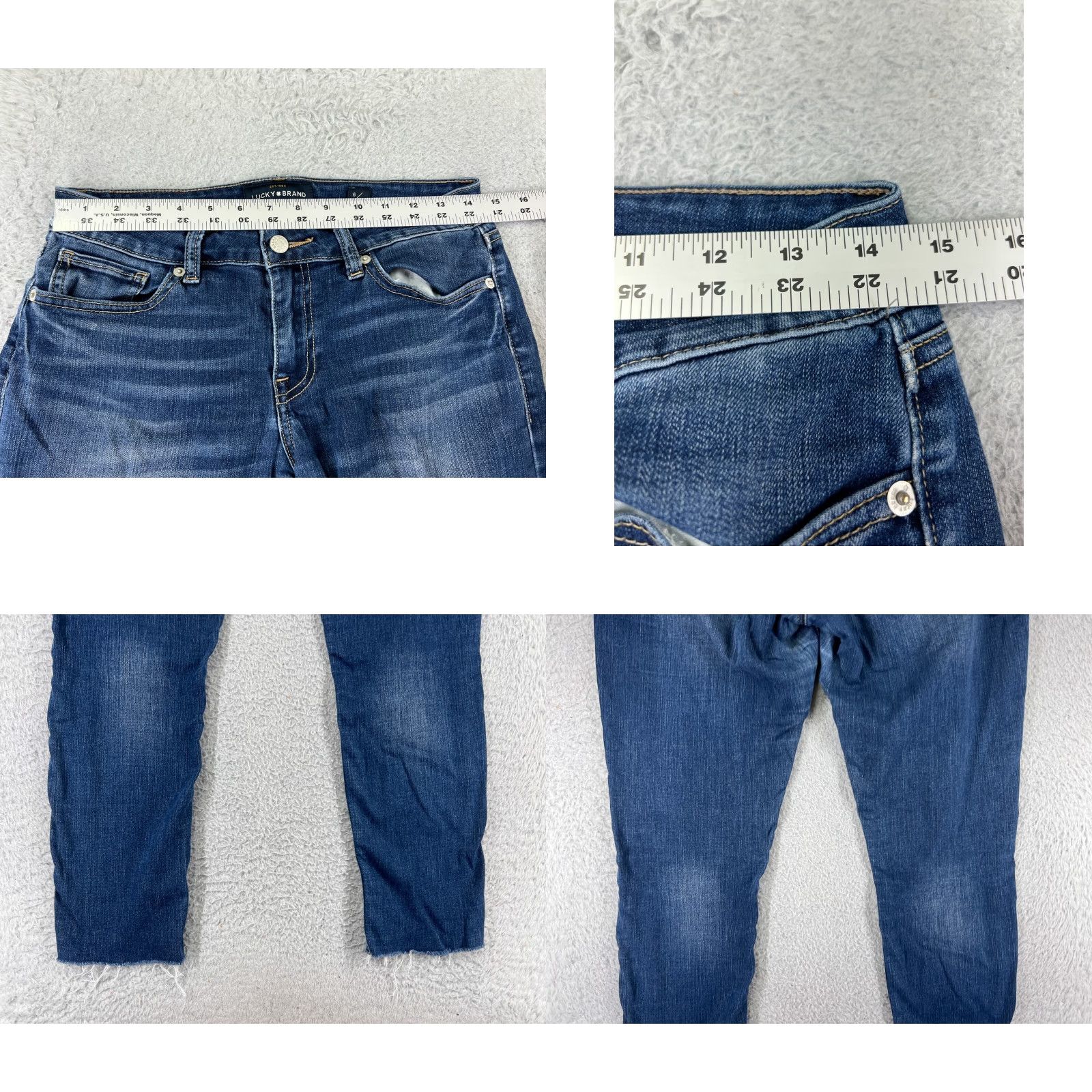 Lucky Brand Lucky Jeans Womens 6 Blue Denim Skinny Cotton Blend Raw Hem Lolita 90s American Designer Size 28" / US 6 / IT 42 - 9 Thumbnail