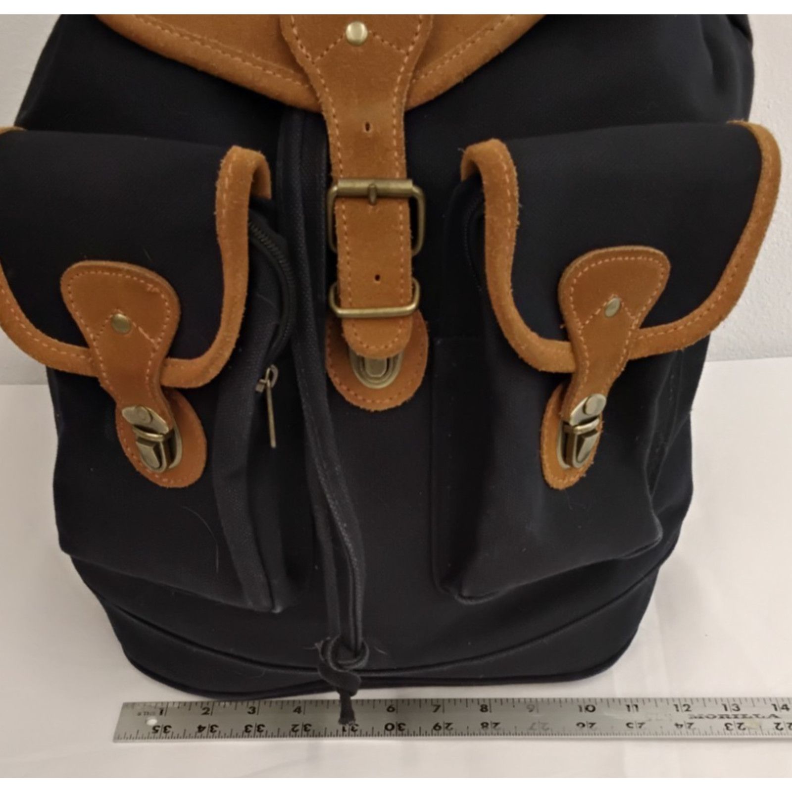 Eddie Bauer Eddie Bauer Canvas Backpack Black With Leather Trim Vintage Size ONE SIZE - 15 Thumbnail