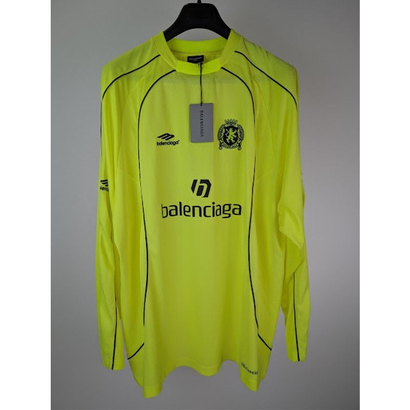 Balenciaga o1rshd1 Soccer Fluo Paris Tech Jersey T-Shirt in Fluo Yellow Size US L / EU 52-54 / 3 - 9 Thumbnail