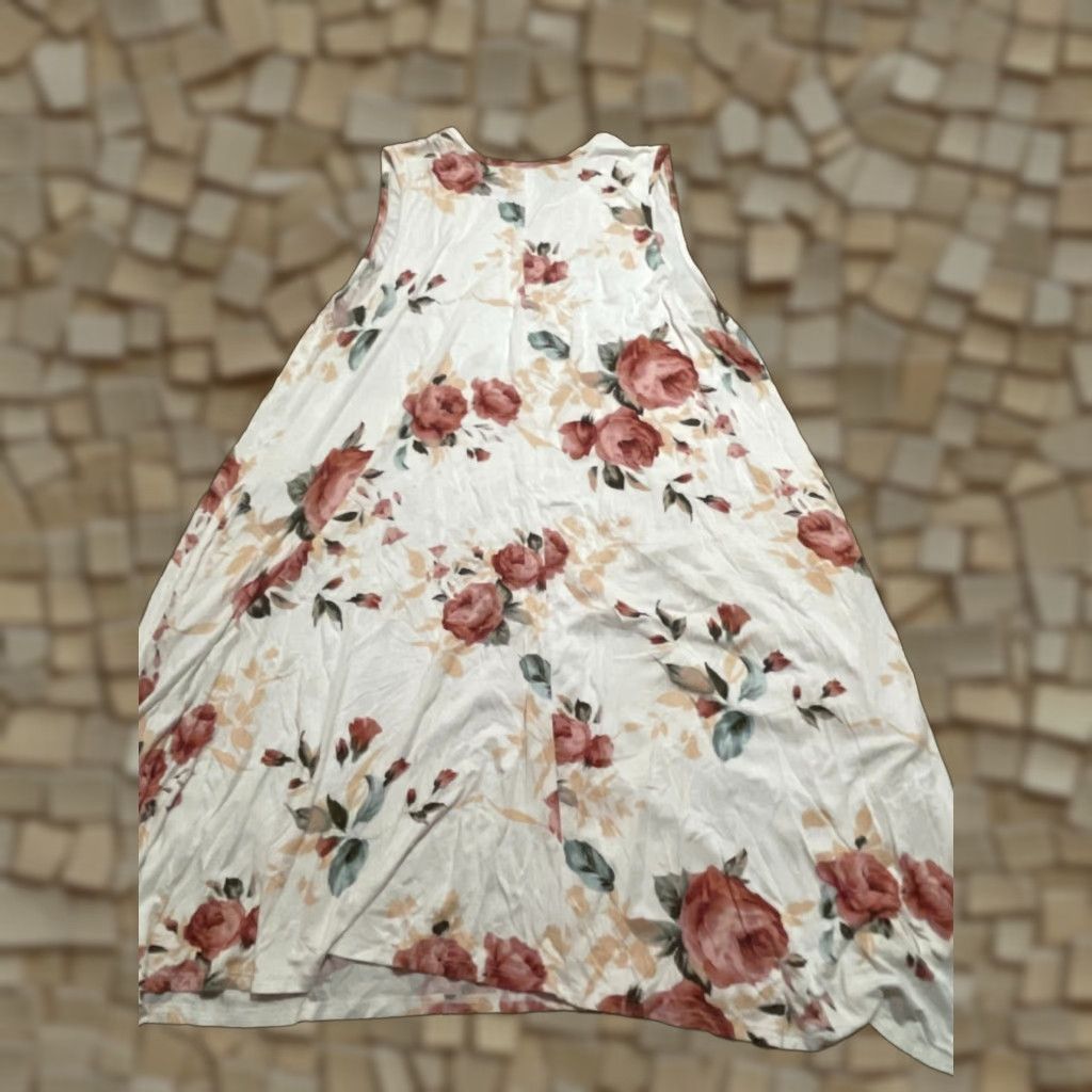Vintage Vanilla Bay Dress Women's Medium A-Line Knee Length Pink Floral Sleeveless Pockets Casual Vintage No Size M / US 6-8 / IT 42-44 - 1 Thumbnail