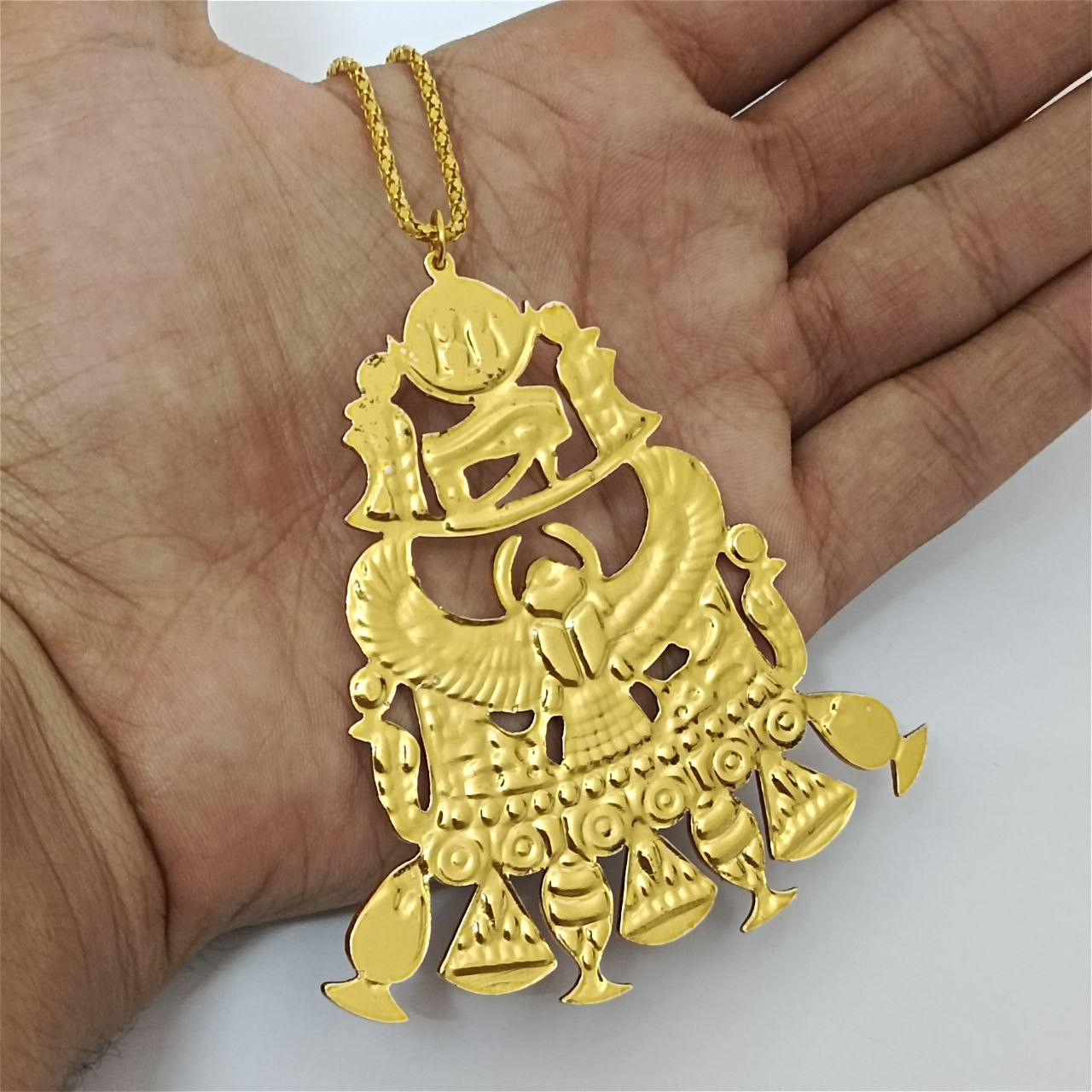 Handmade Egyptian Scarab Pendant – Gold Plated, Enamel Inlay Size ONE SIZE - 3 Thumbnail
