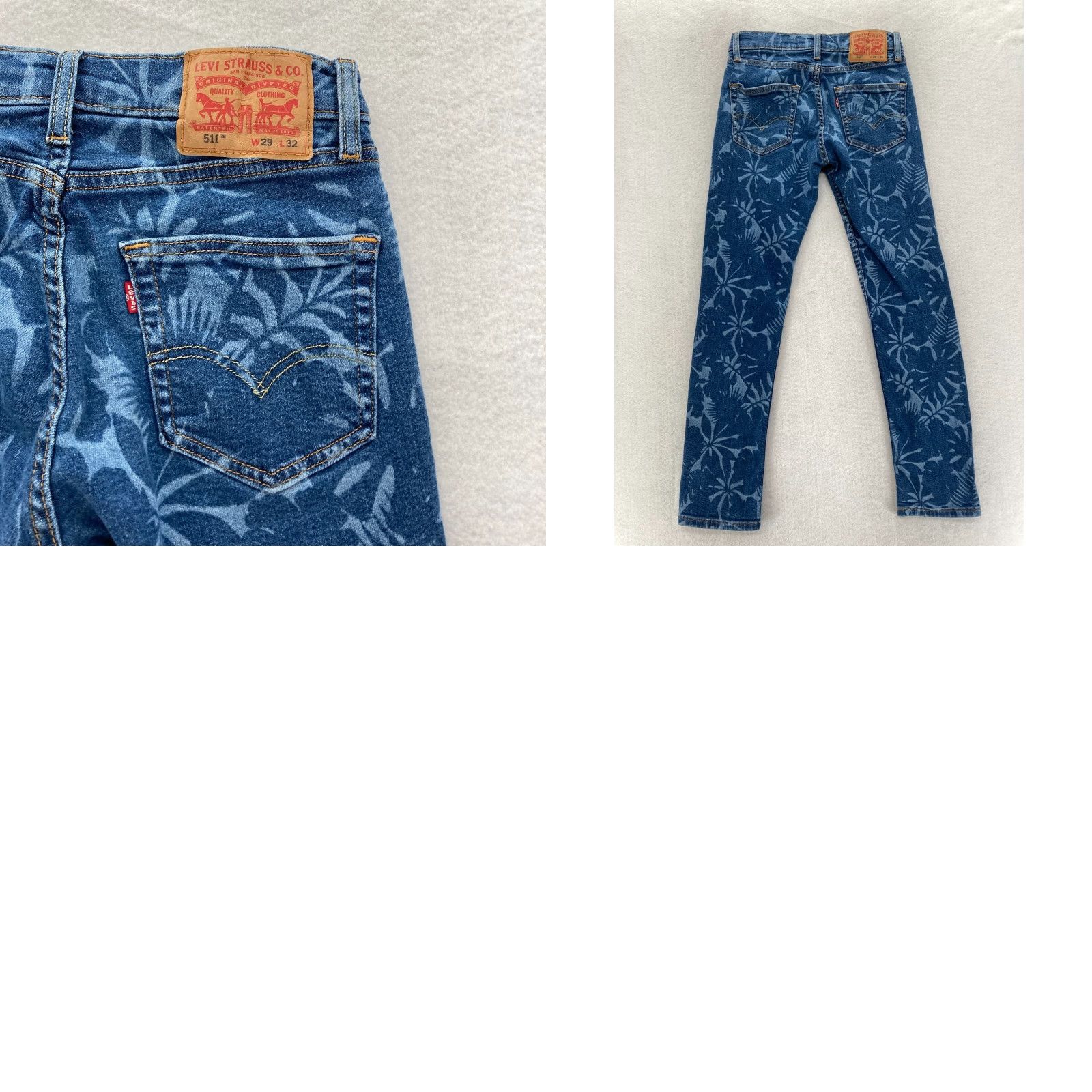 Levi's Levi's 511 Jeans Mens 29x30 Slim Straight Blue Floral Denim Stretch 5-Pocket Vacation Size US 29 - 9 Thumbnail