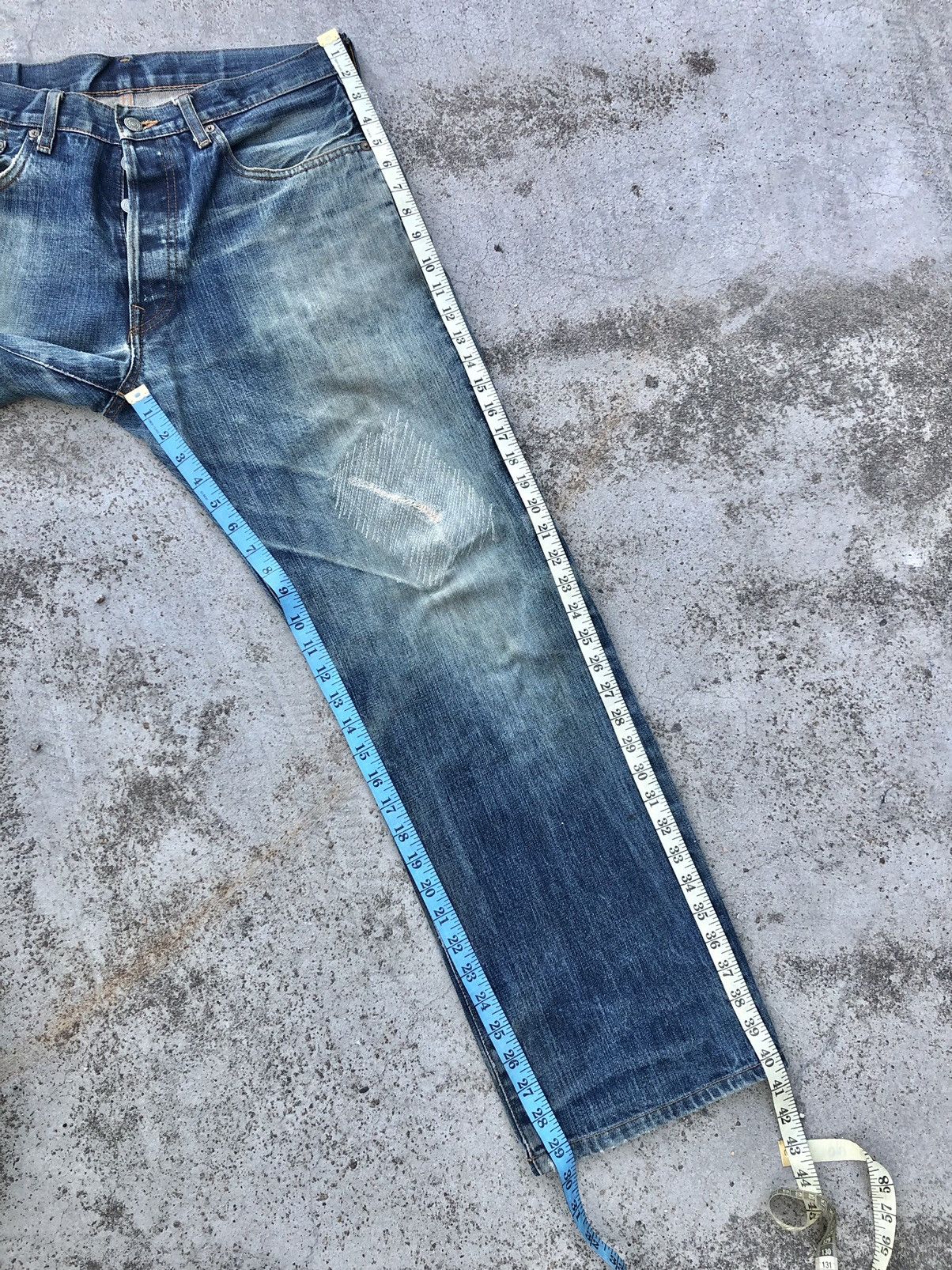 Uniqlo WIDE LEG⚡️⚡️VINTAGE UNIQLO SELVEDGE DISTRESSED DENIM Size US 34 / EU 50 - 11 Thumbnail