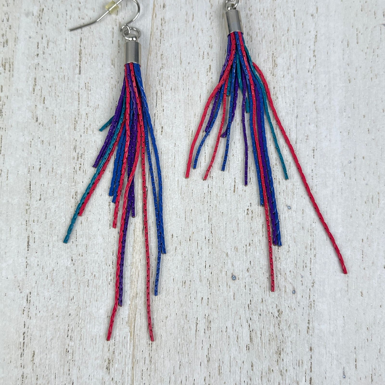 Other Colorful Chain Link Fringe Earrings Purple Teal Pink Blue Size ONE SIZE - 5 Thumbnail