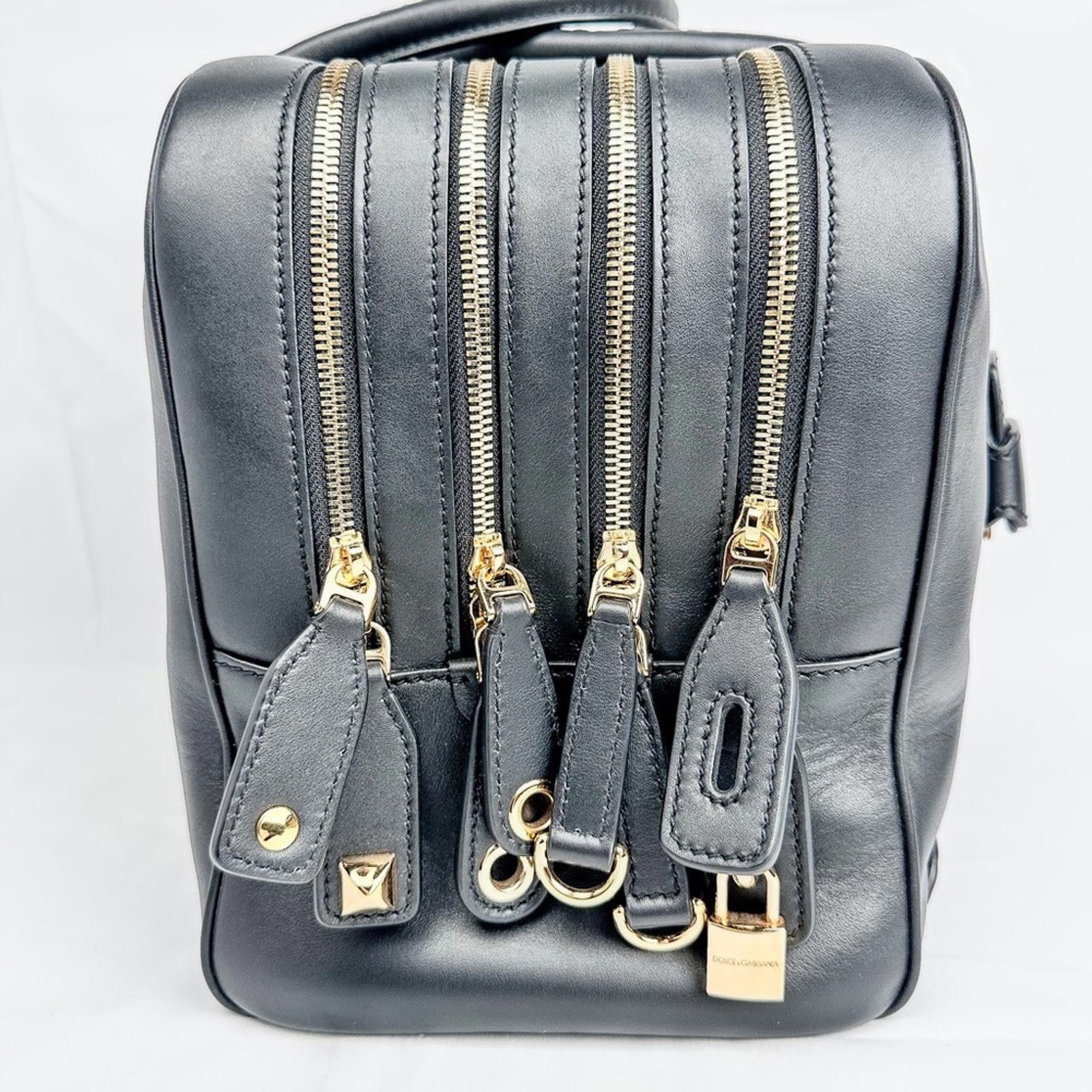Dolce & Gabbana Vitello Aria Black Leather Multi-Zip Top Handle Bag NWT Size ONE SIZE - 2 Thumbnail