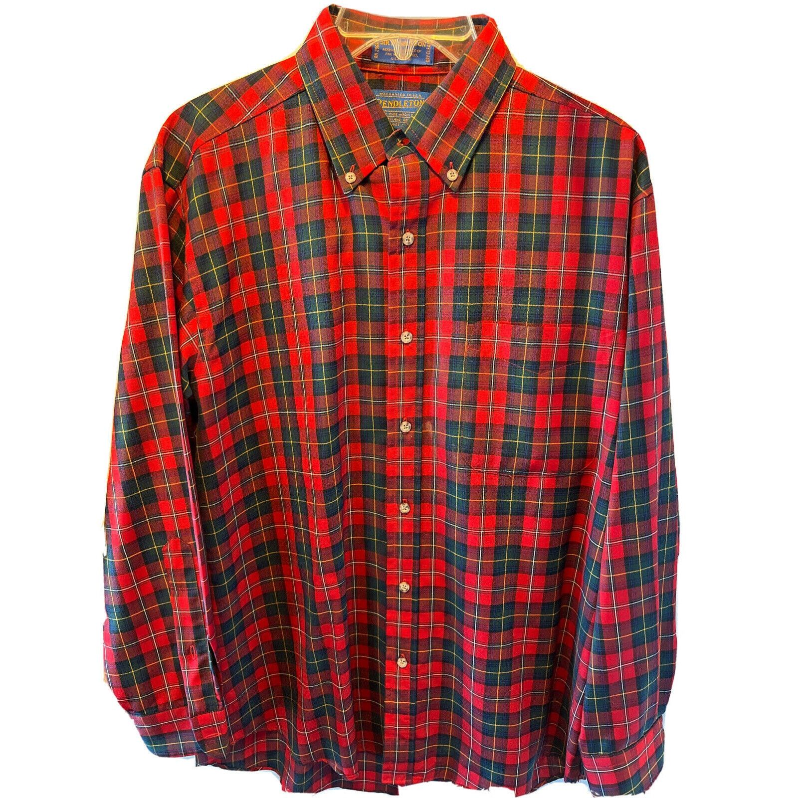 Pendleton Pendleton Men’s M Red Plaid Long Sleeve Button Up Wool Shirt Size US M / EU 48-50 / 2 - 1 Thumbnail