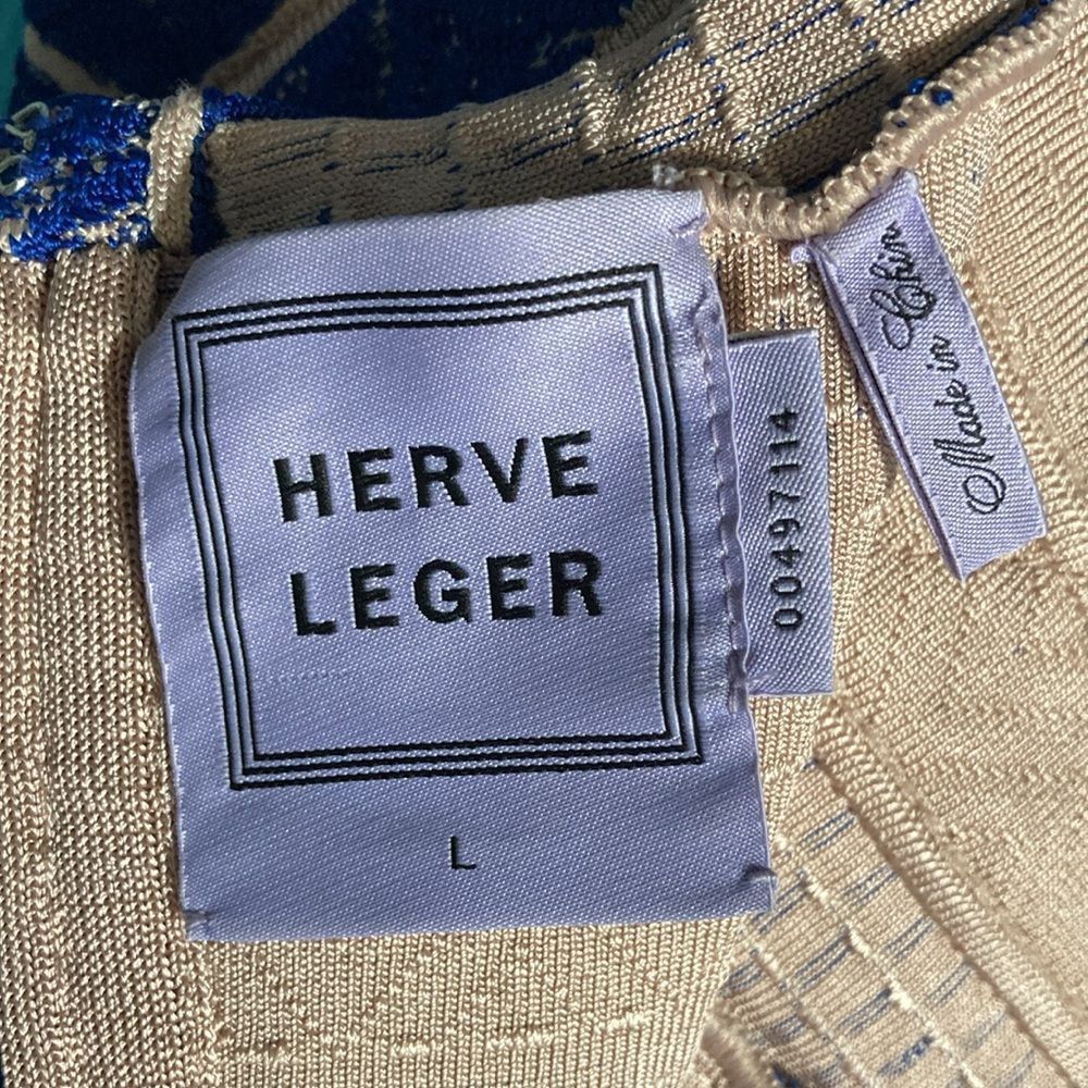 Herve Leger Herve Leger Blue Kamron Bandage Fit Flare Dress Size L Size L / US 10 / IT 46 - 4 Thumbnail