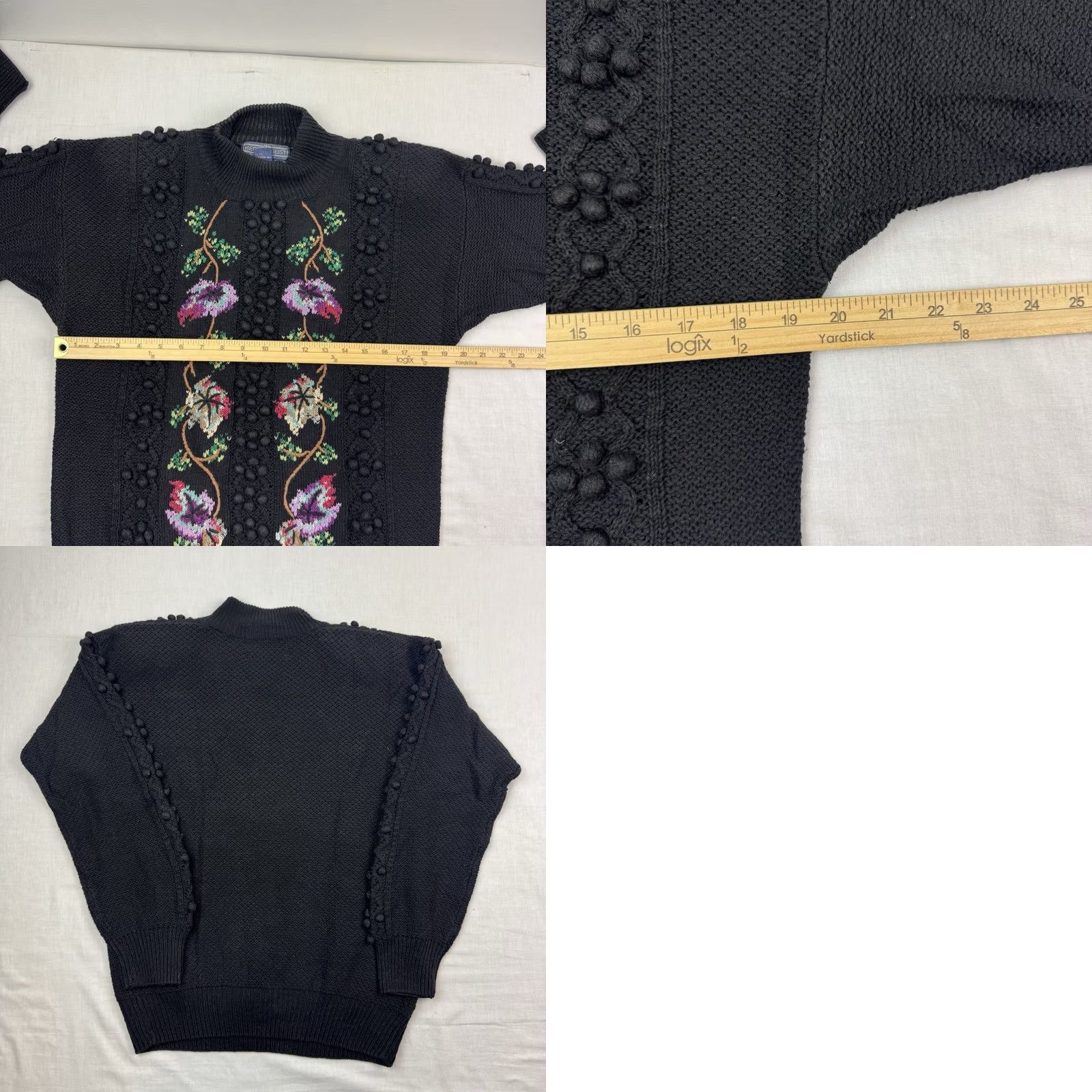 Vintage VINTAGE Herman Geist Sweater Womens Medium Flowers Floral Textured 90s Size M / US 6-8 / IT 42-44 - 8 Thumbnail