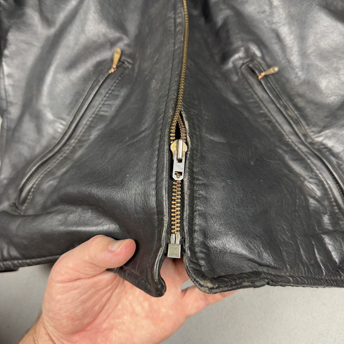 Vintage Berman's Leather Jacket Vintage 60/70s Lenzip biker punk Size US L / EU 52-54 / 3 - 6 Thumbnail