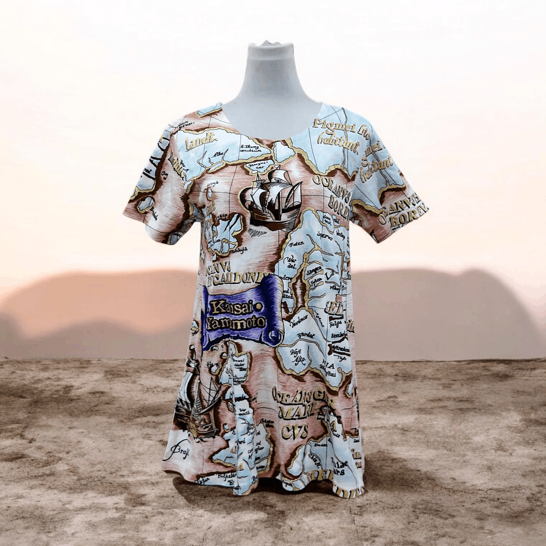Kansai Yamamoto Vintage NWT Kansai Yamamoto AOP Map Print Long Tee Size M / US 6-8 / IT 42-44 - 1 Thumbnail