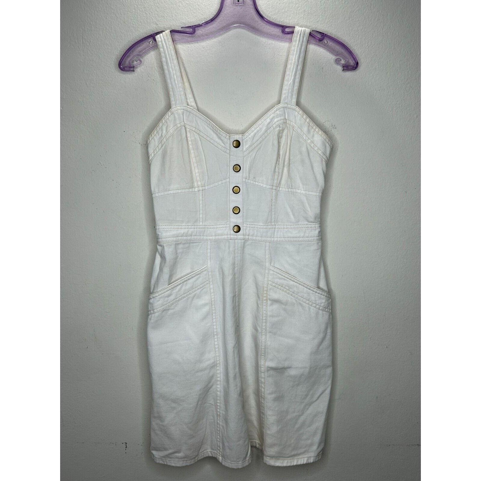 Other Japna White Denim Tan Stitch Sweetheart Neck Pocket Mini M Size M / US 6-8 / IT 42-44 - 3 Thumbnail