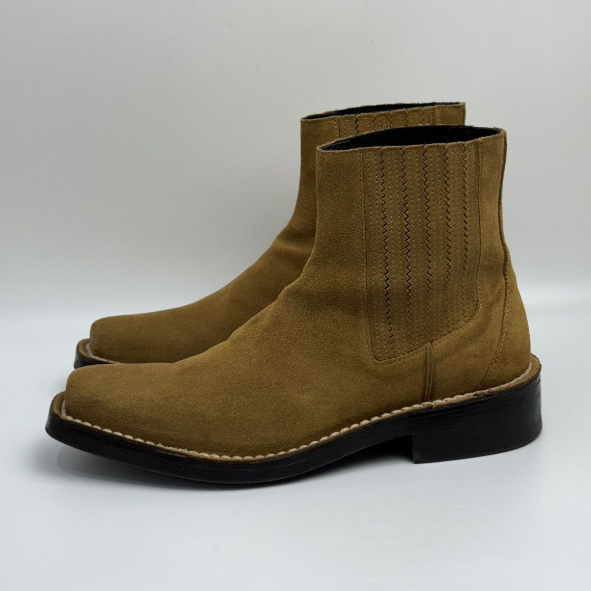 Kenzo Kenzo Kolorado Square Moc Toe Chelsea Boots - Tan Suede Size US 9 / EU 42 - 17 Thumbnail