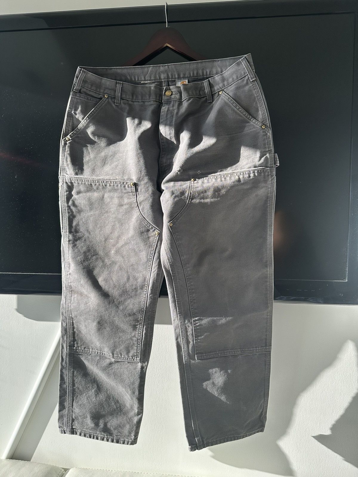 image of Vintage Faded Double Knee Carhartt - Made In Usa in Grey, Men's (Size 36)