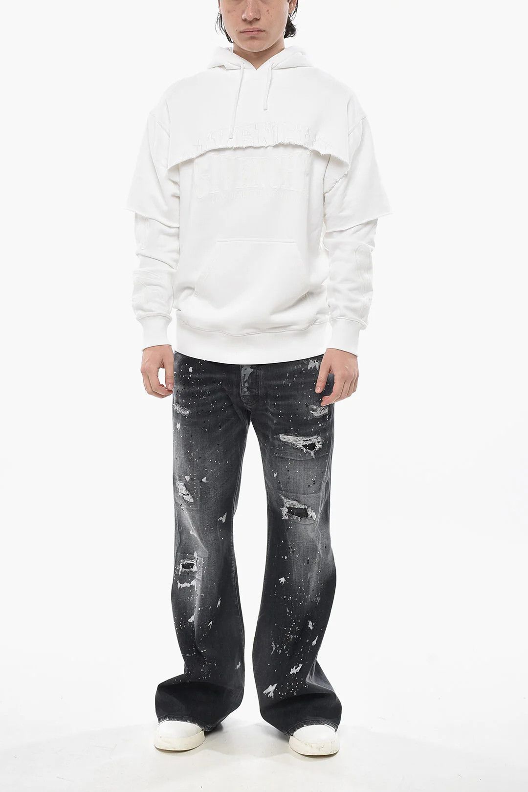 Givenchy og1mm0326 Double Fabric Embroidery Hoodie in White Size US XS / EU 42 / 0 - 4 Thumbnail