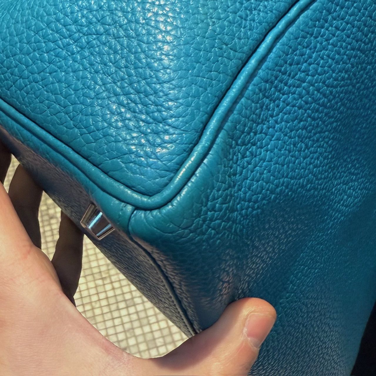 Hermes Hermès 2013 Bleu Izmir Clemence Leather Kelly 35 Bag Size ONE SIZE - 18 Thumbnail