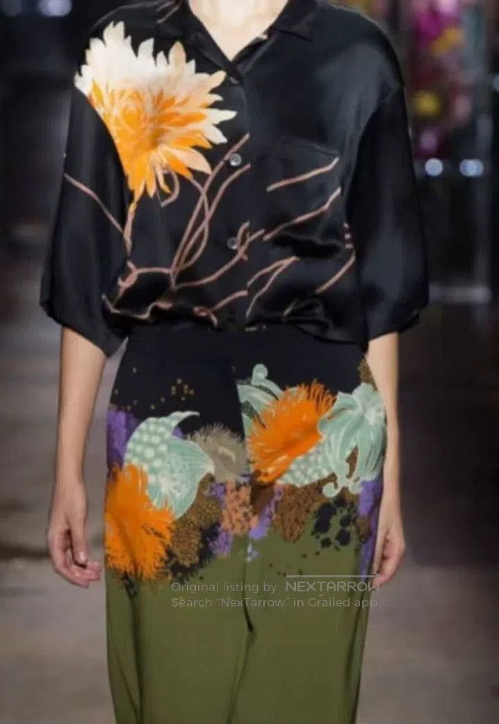 Dries Van Noten Dries Van Noten Floral Silk Midi Skirt Size 35" - 1 Thumbnail