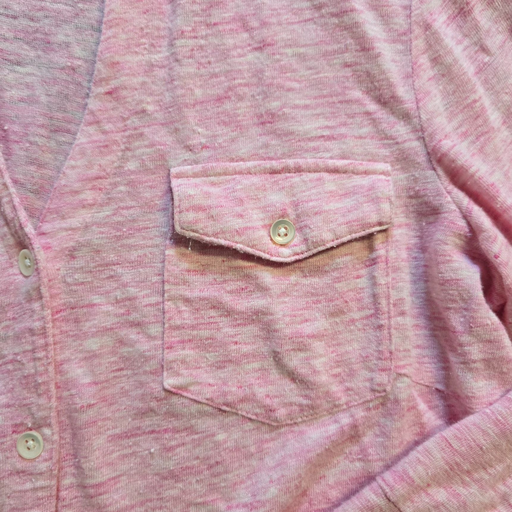 J.McLaughlin J. McLaughlin Top Womens XS Pink Linen Blend Button 3/4 Sleeve Preppy Casual Blouse Size XS / US 0-2 / IT 36-38 - 5 Thumbnail