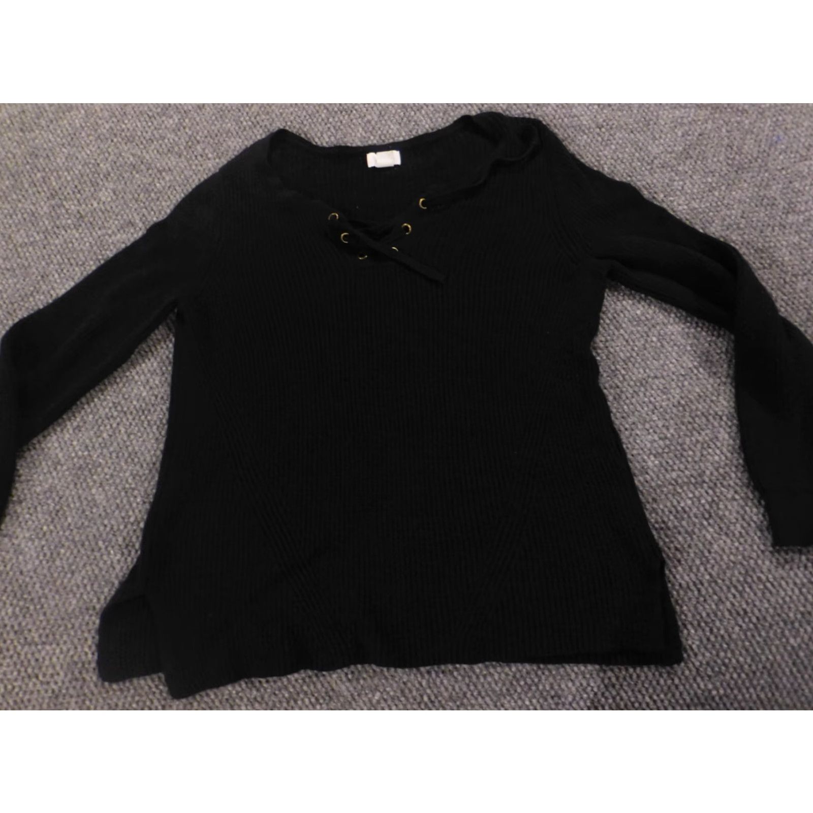 Old Navy Old Navy Sweater Womens S Black Solid Cable-Knit Turtleneck Pullover Zip Stretch Button Regular Size S / US 4 / IT 40 - 2 Thumbnail
