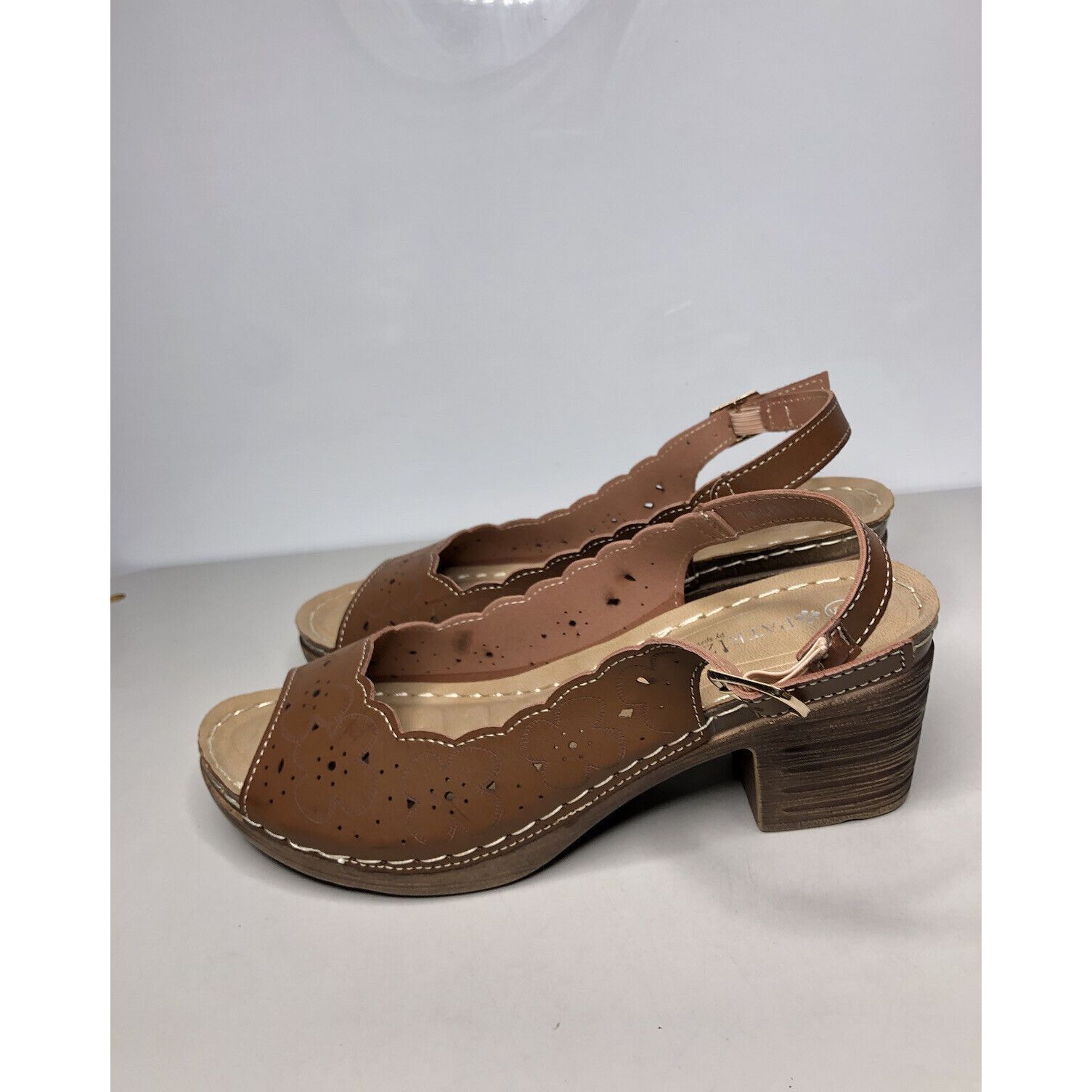 Spring Court Patrizia Spring Step Brown Leather Perforated Heel Sandals W Size US 9 / IT 39 - 5 Thumbnail