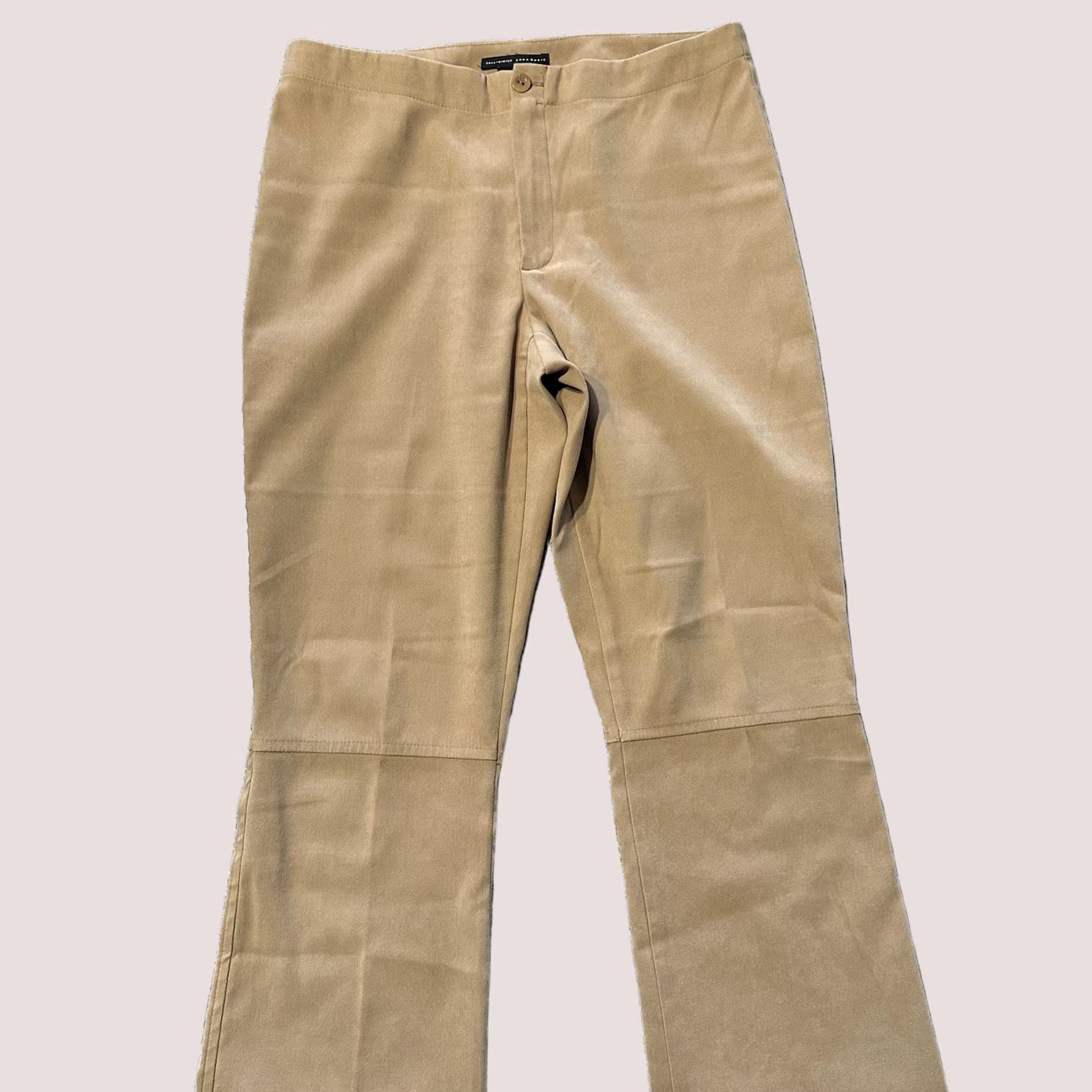 Zara Zara Basic Pants Womens 8 30x30 Mid Rise Casual Trouser Straight Leg Stretch Tan Beige Size 30" / US 8 / IT 44 - 1 Thumbnail