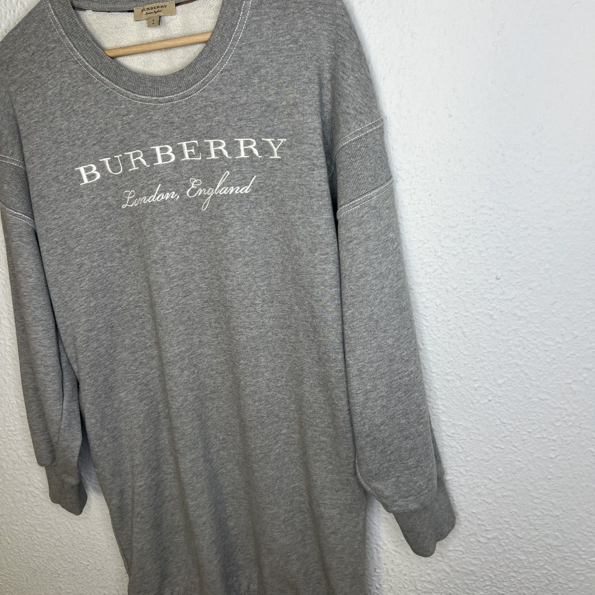 Burberry × Designer Burberry Long Sweatshirt Dress Grey Big Spellout Logo Size S / US 4 / IT 40 - 5 Thumbnail