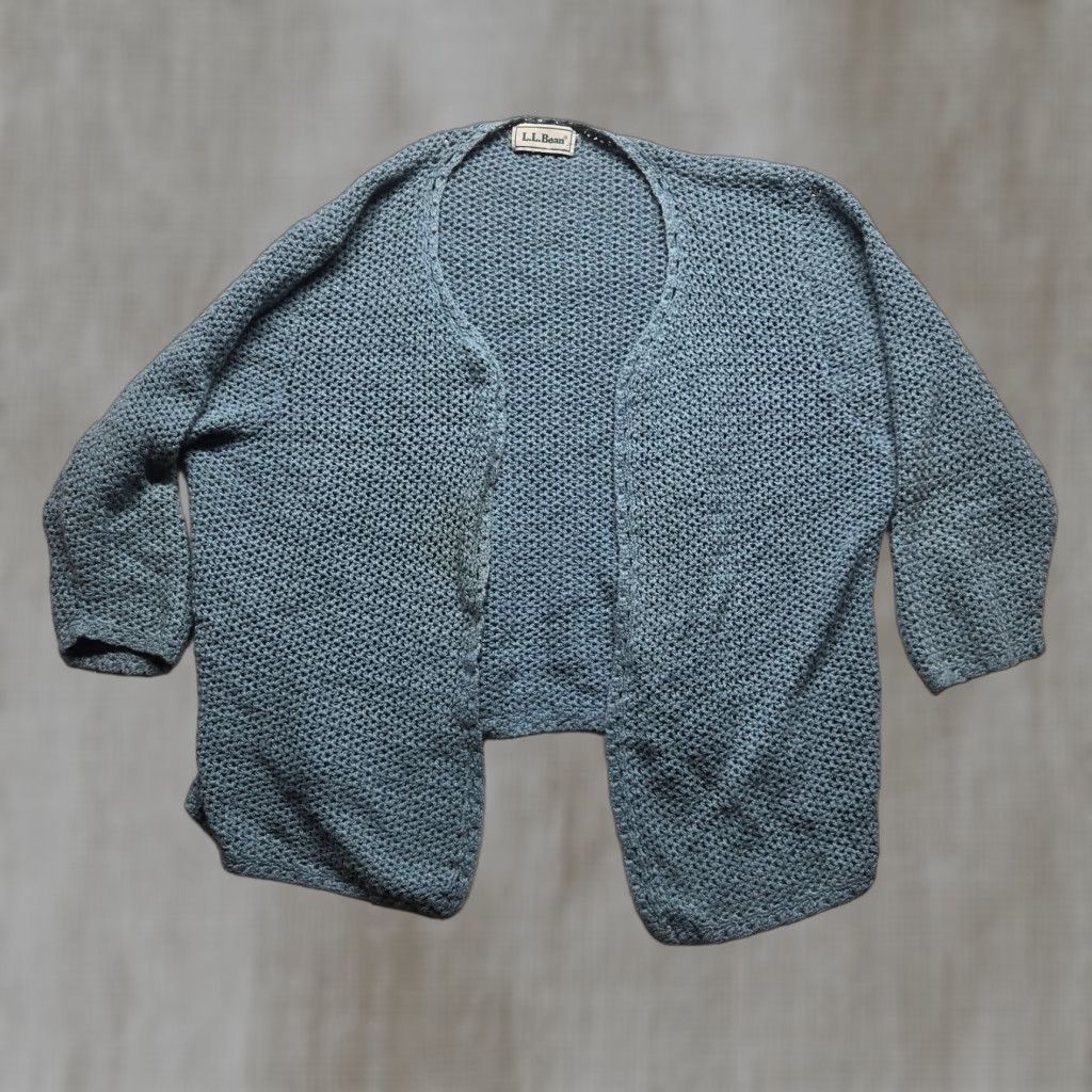 Vintage L.L. Bean Cardigan Adult Size M Blue Cotton Open Front Solid Womens Size M / US 6-8 / IT 42-44 - 1 Thumbnail