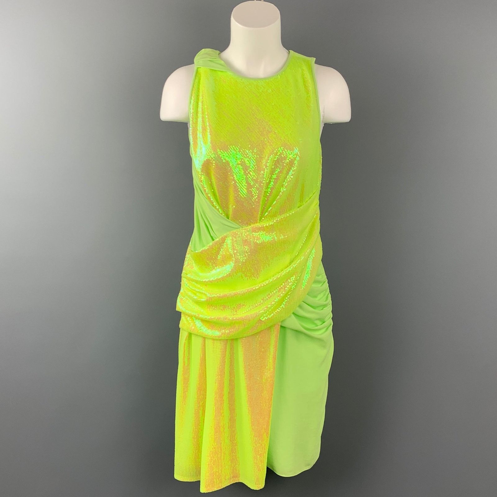 Sies Marjan Size 4 Neon Green Sequin Polyester Cocktail Dress Size S / US 4 / IT 40 - 1 Thumbnail