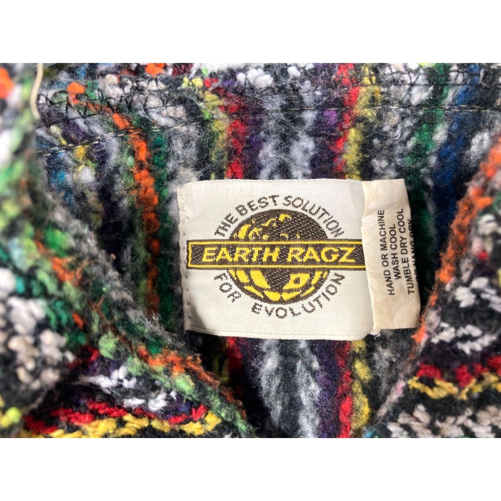 Vintage Earth Ragz Hoodie Mens Medium Multicolor Striped Pullover Long Sleeve Made in Mexico Size US S / EU 44-46 / 1 - 2 Thumbnail