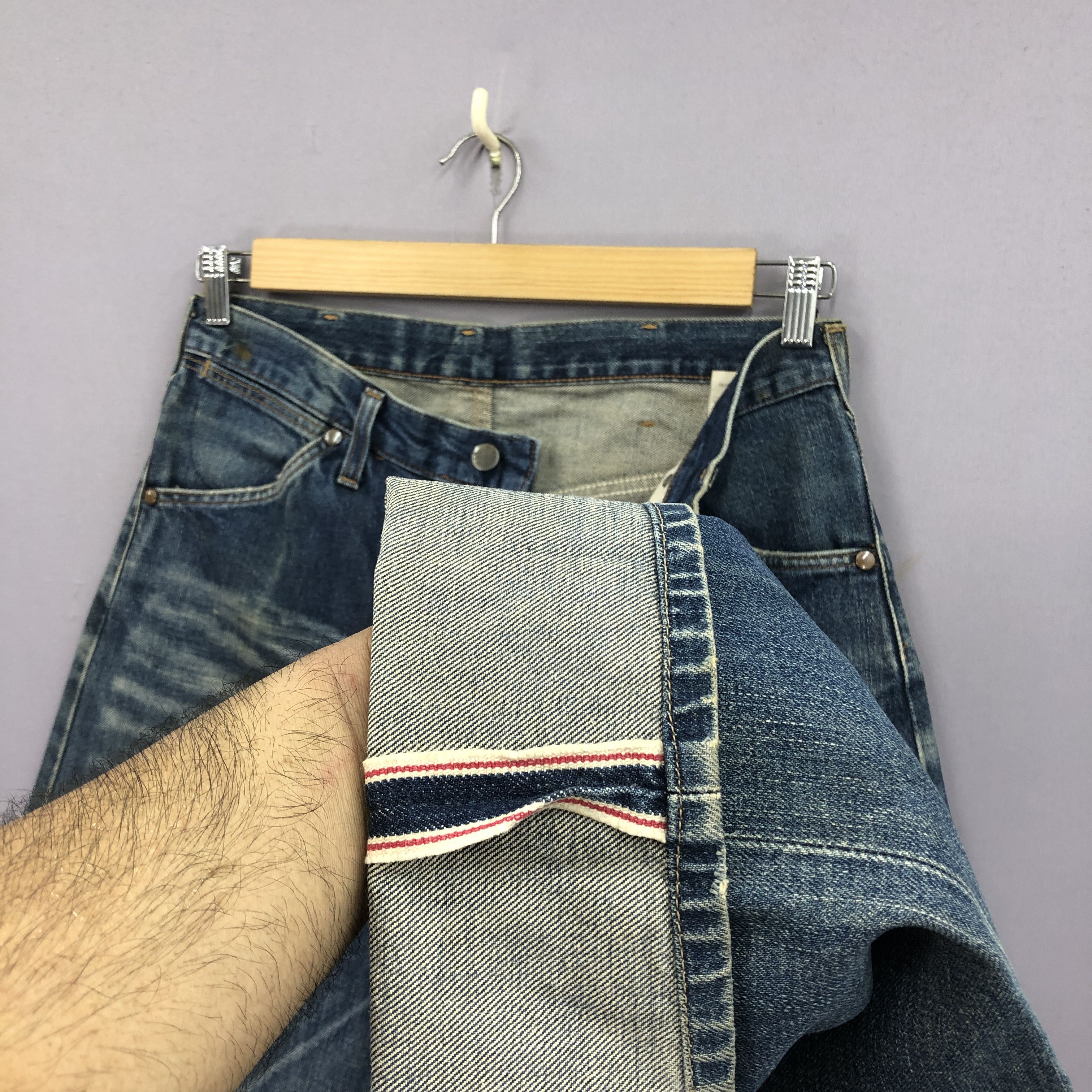 Wrangler Vintage Wrangler Selvedge Jeans Faded Ripped Denim GF30245 Size US 30 / EU 46 - 7 Thumbnail