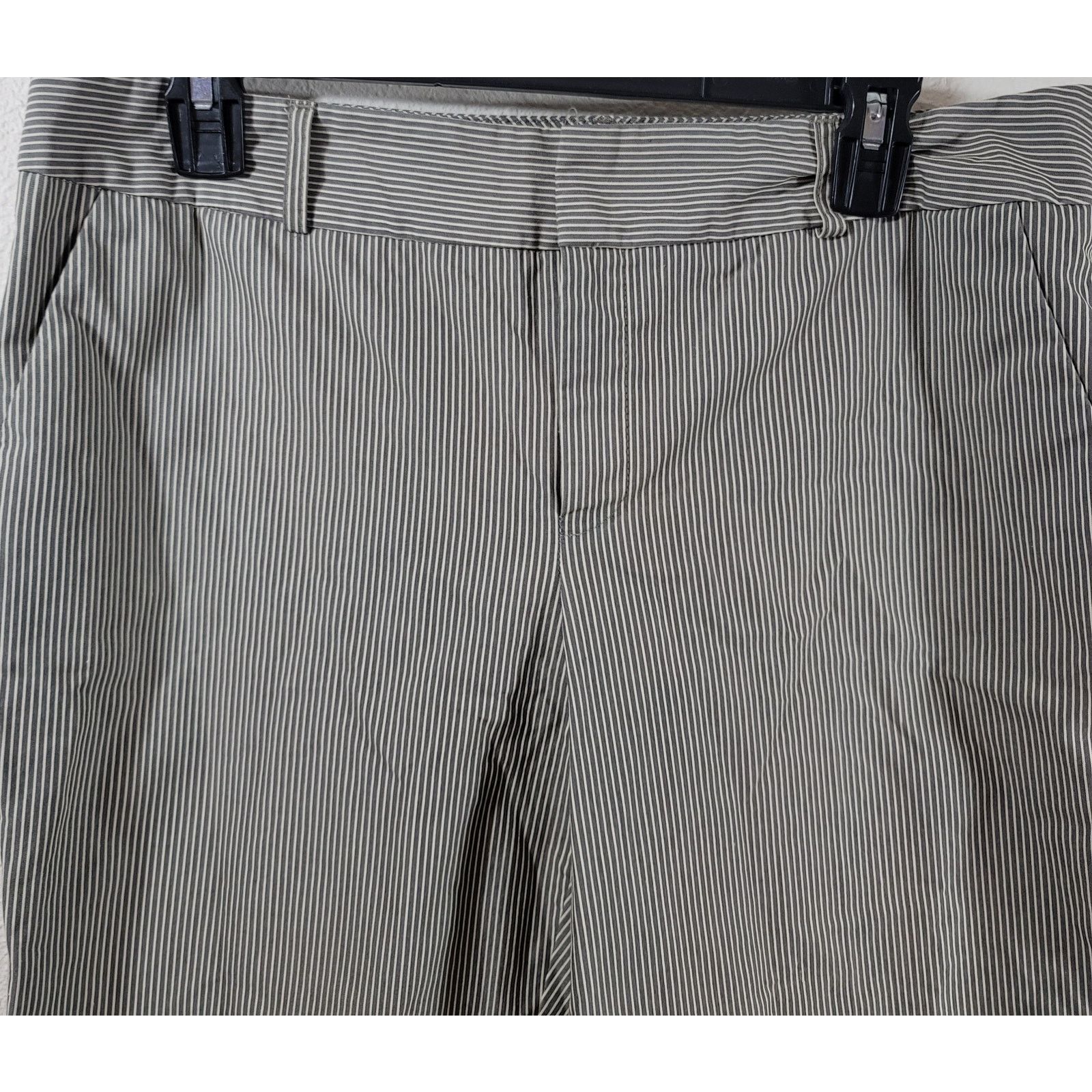 Other Norma Kamali Tan White Stripe Flat Front Pants 10 Soft Size 32" / US 10 / IT 46 - 6 Thumbnail