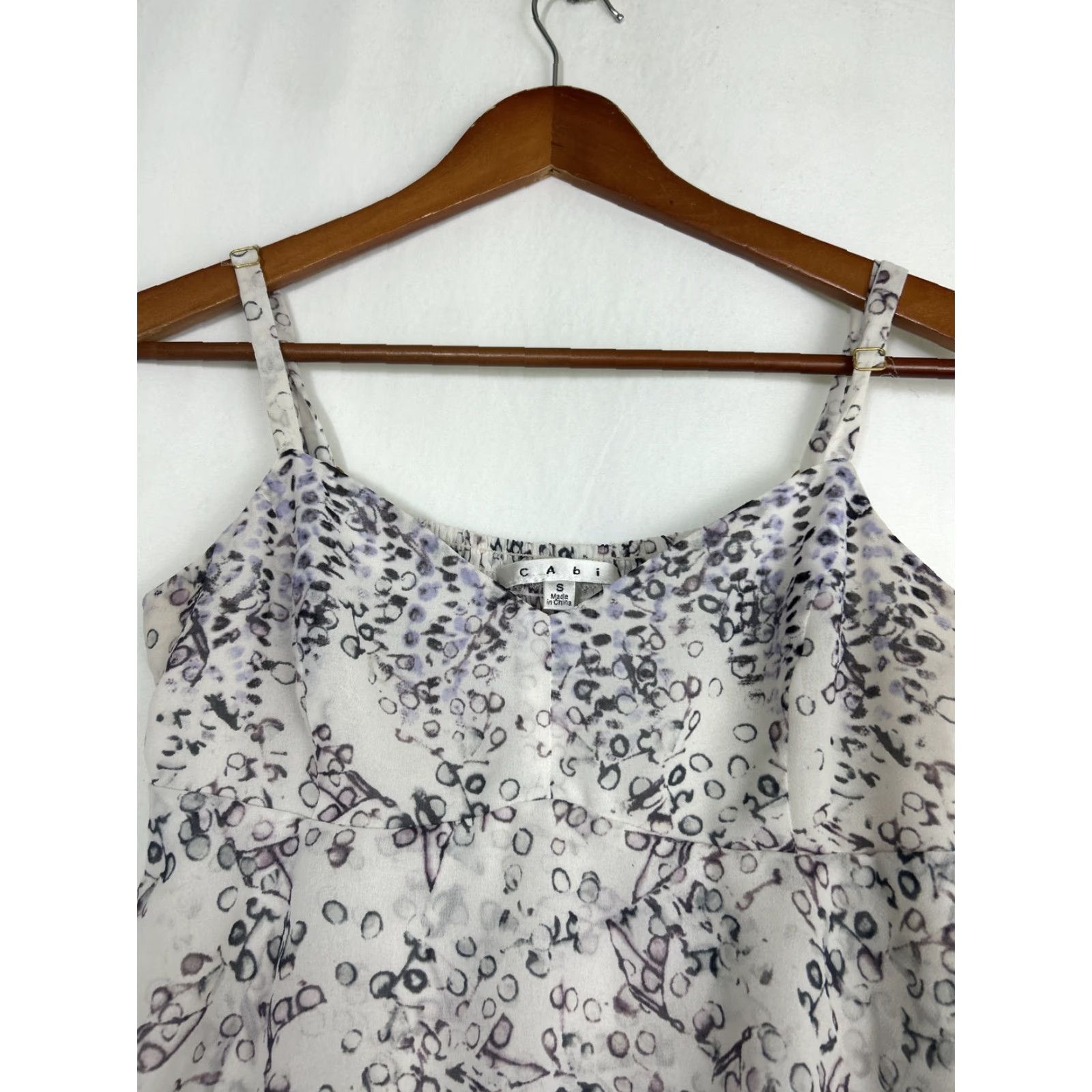 Vintage Cabi Womens Small Purple Circle Abstract Design Ruffle Layer Tank Top Size S / US 4 / IT 40 - 3 Thumbnail