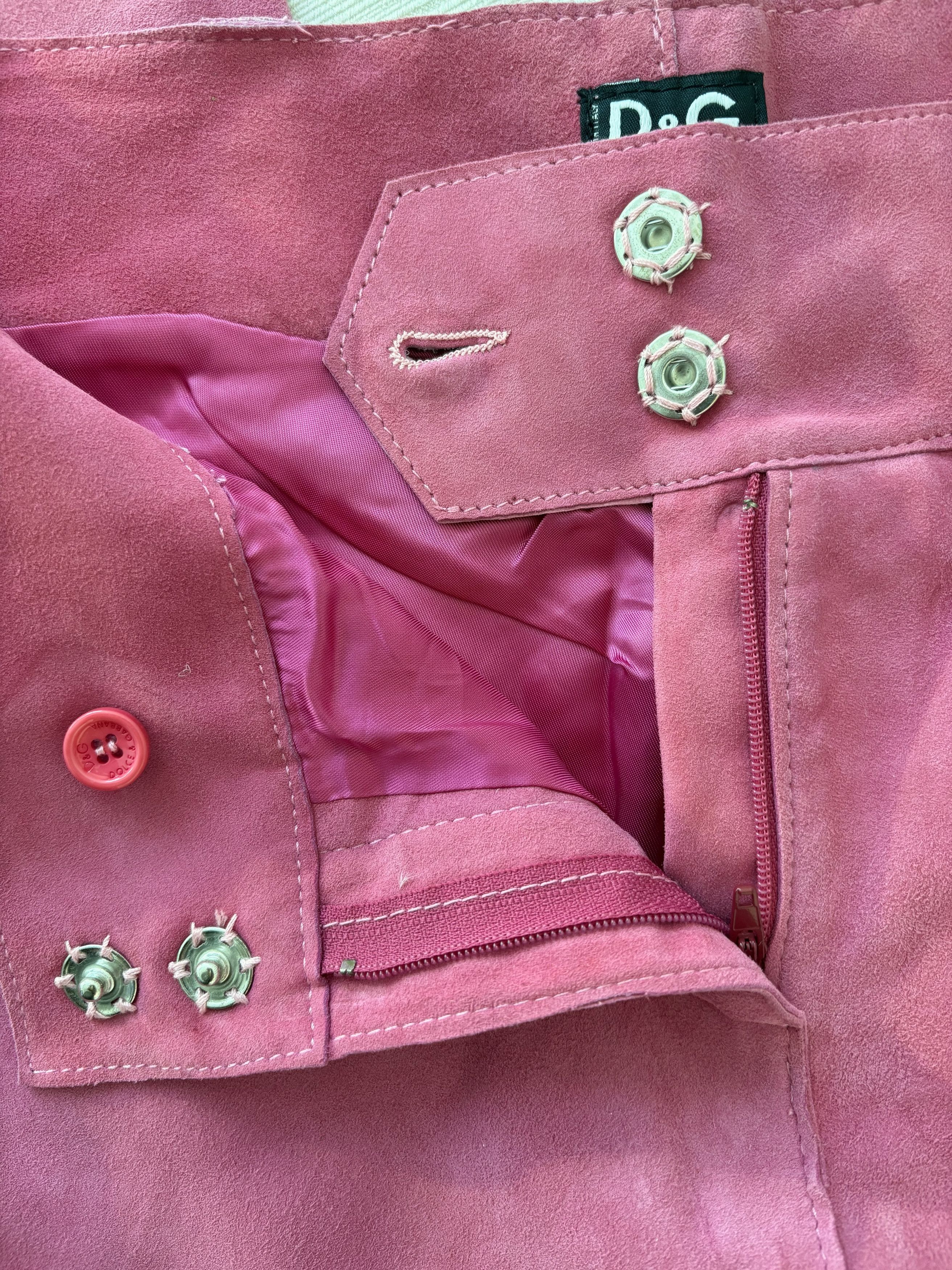 Dolce & Gabbana D&G Dolce & Gabbana Pink Suede Leather Flare Pants Size 27" / US 4 / IT 40 - 7 Thumbnail