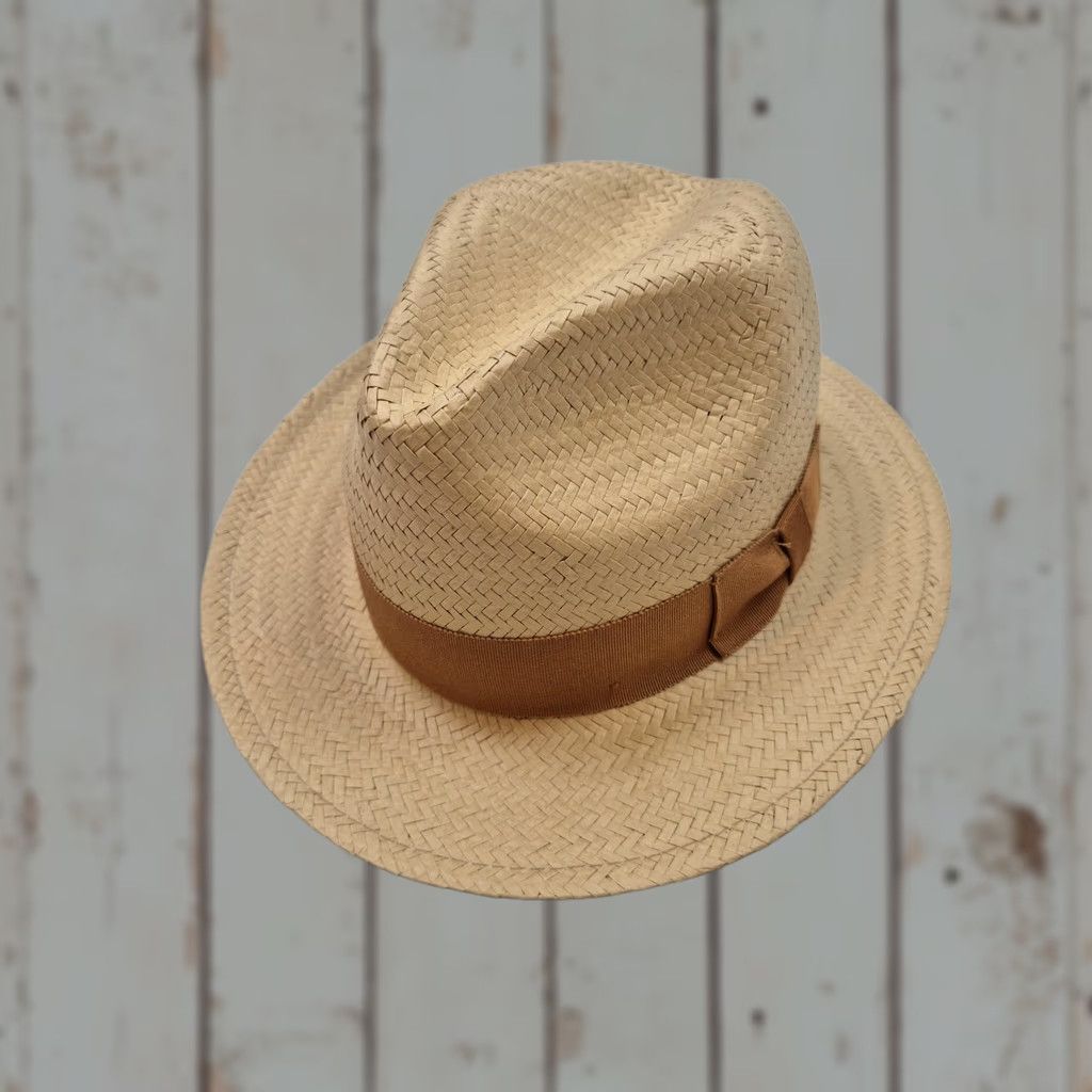 Vintage One Fresh Hats Fedora Hat 6 1/2 Beige Straw Lined Mens Summer Made in USA Size ONE SIZE - 1 Thumbnail