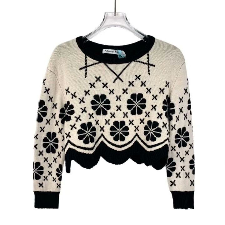 Dior Dior Colorblock Floral Wool Knit Sweater Size XS / US 0-2 / IT 36-38 - 1 Thumbnail