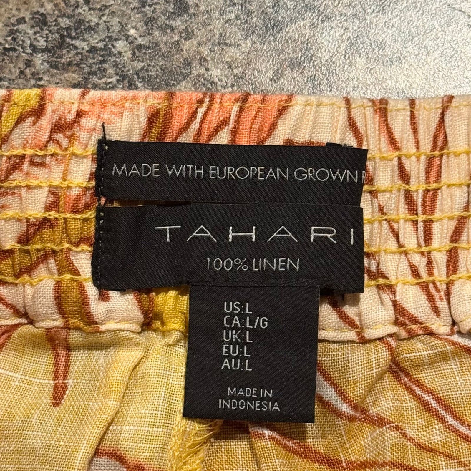 Elie Tahari NEW Tahari Pants Linen Wide Leg Crop Tropical Boho Large Size 30" / US 8 / IT 44 - 2 Thumbnail