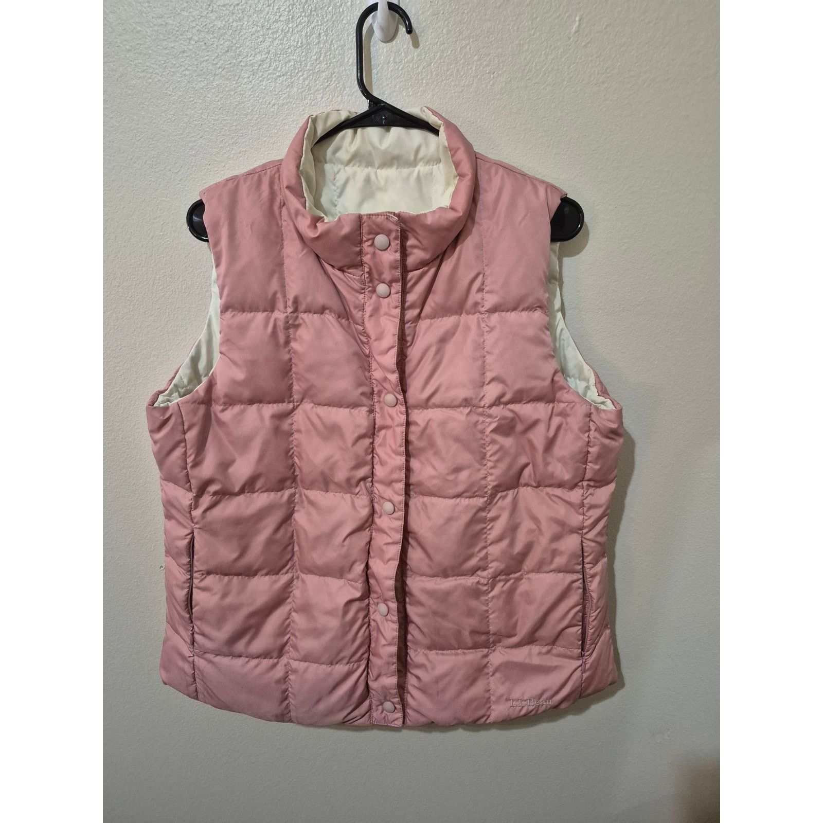 L.L. Bean L.L. Bean Reversible Quilted Puffer Vest. Cream & Rose Pink Size L / US 10 / IT 46 - 4 Thumbnail