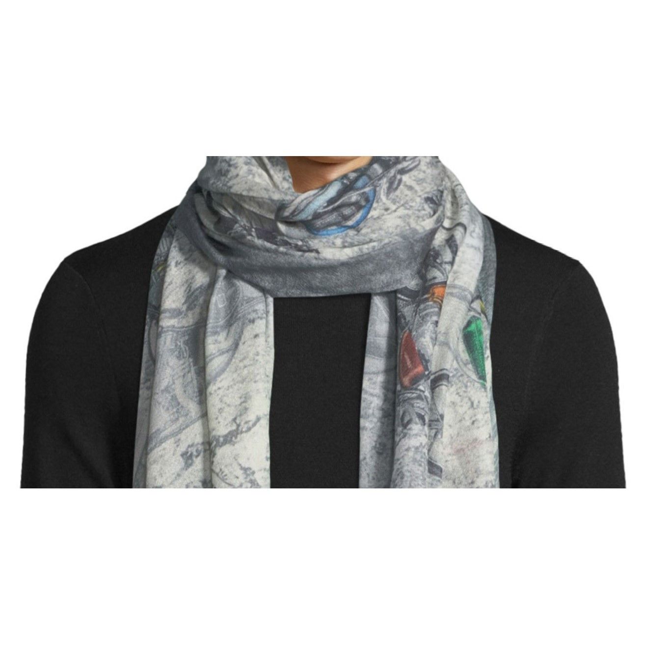 Other 19 Andreas 47 Cashmere Scarf Motorcycle-Print Multi Size ONE SIZE - 3 Thumbnail