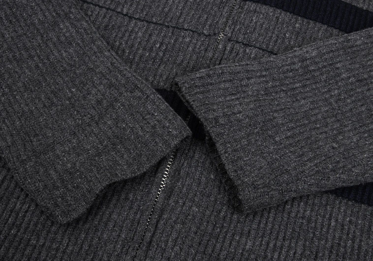 Jean Paul Gaultier Zip-Up Knit Cardigan in Gray and Navy, Size M Size US M / EU 48-50 / 2 - 6 Thumbnail
