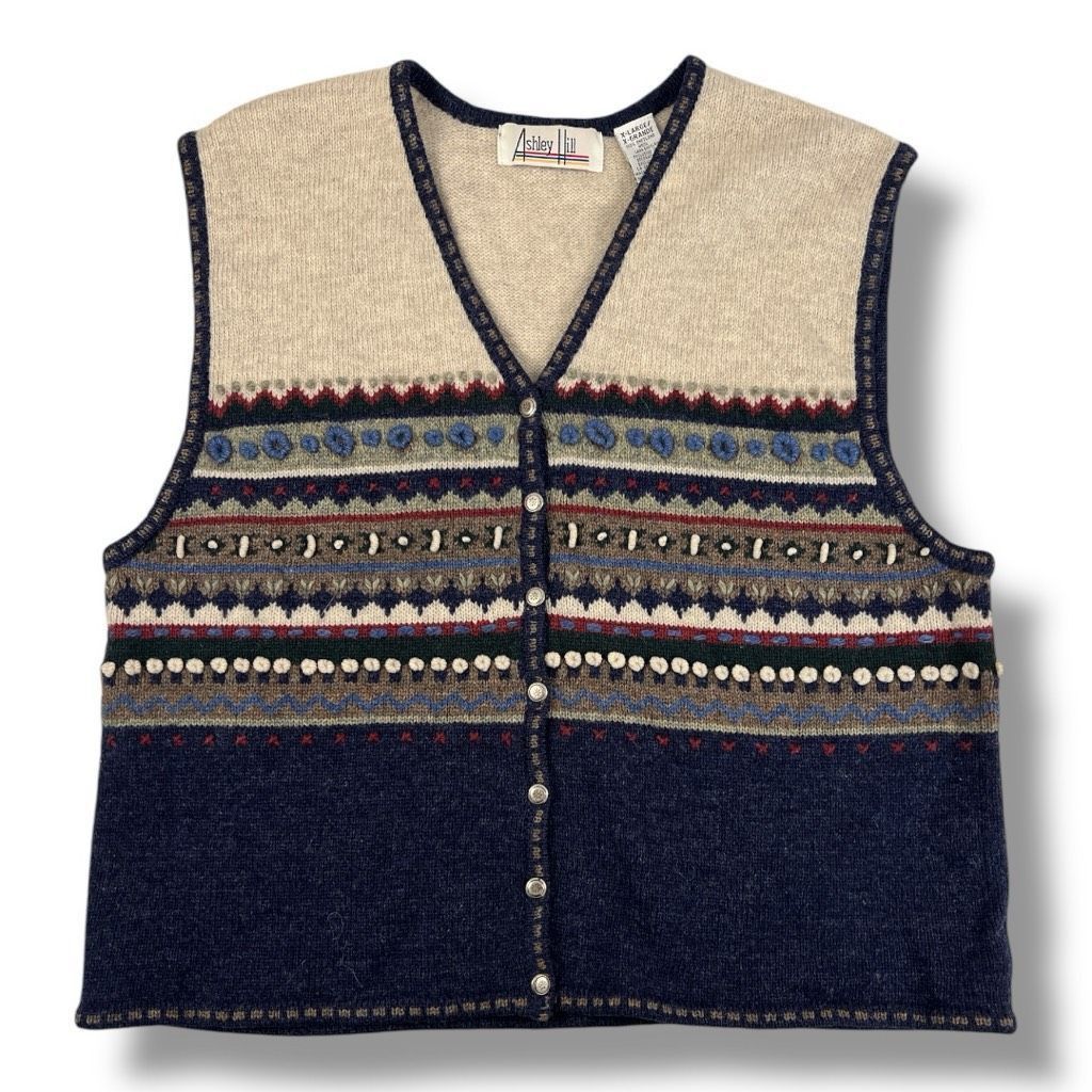 Other Vintage Ashley Hill 100% Shetland Wool Sweater Vest Size Ext Size XL / US 12-14 / IT 48-50 - 1 Thumbnail