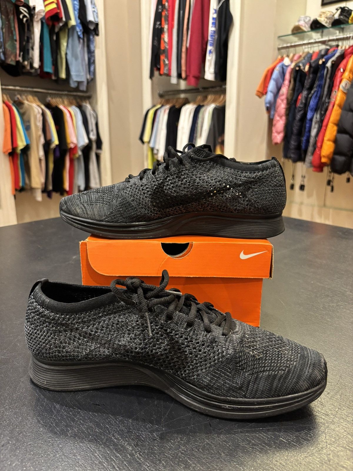 Nike Nike Flyknit Racer Triple Black Size US 12 / EU 45 - 2 Thumbnail