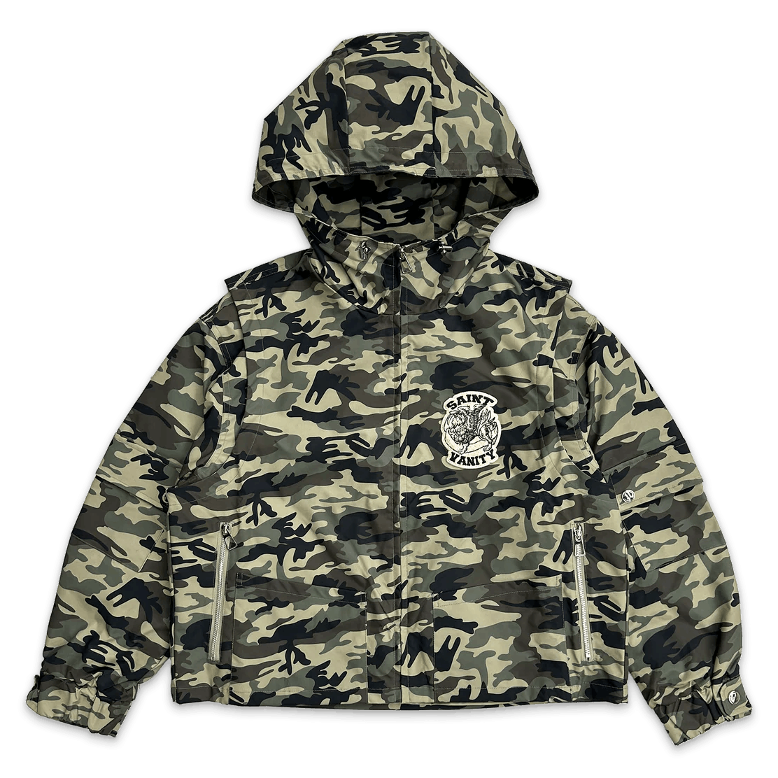 Saint Vanity Nylon Hooded Jacket Green Camo Size US S / EU 44-46 / 1 - 1 Thumbnail
