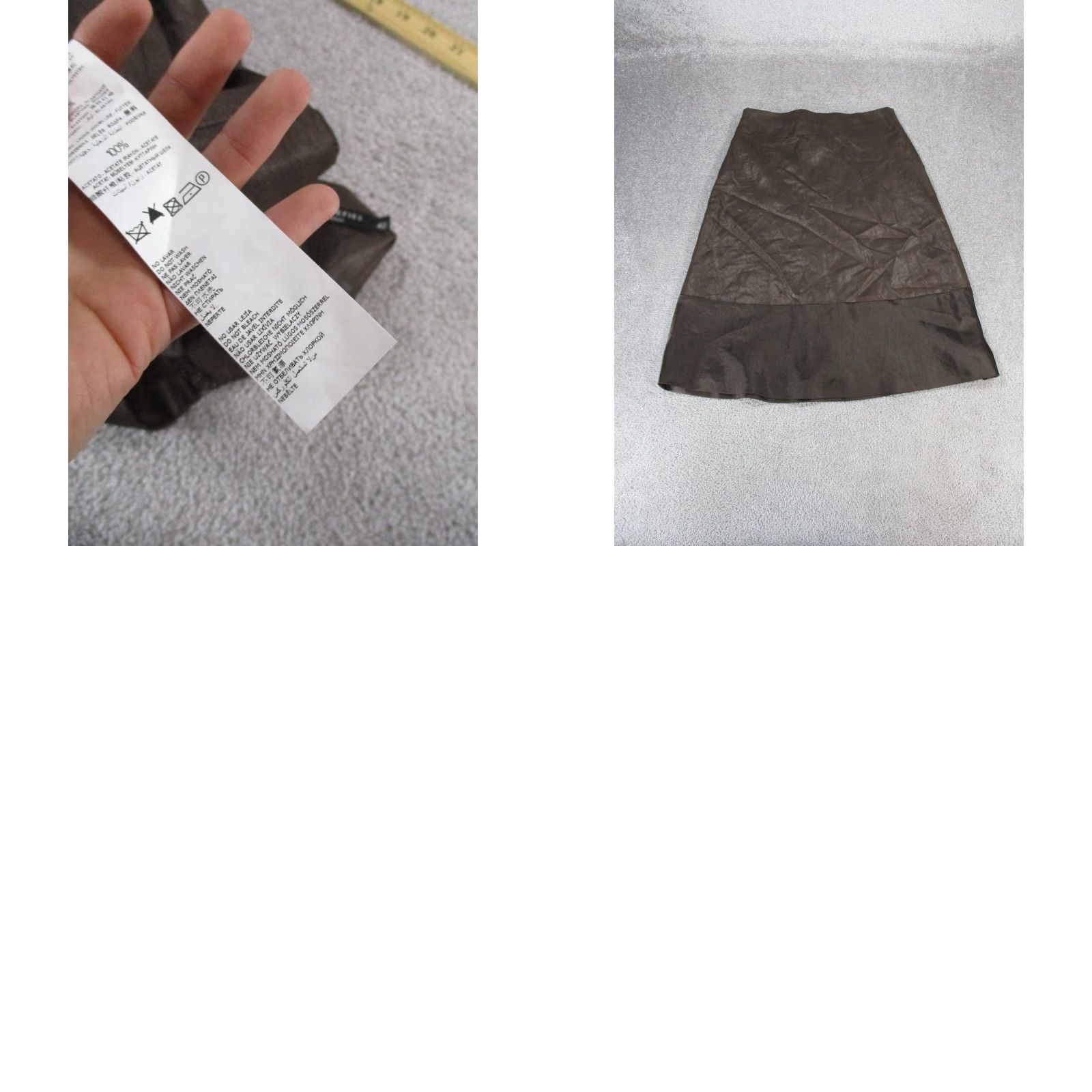 Vintage Cortefiel Skirt Womens 42 US 10 Brown Linen A Line Midi Size 32" / US 10 / IT 46 - 8 Thumbnail