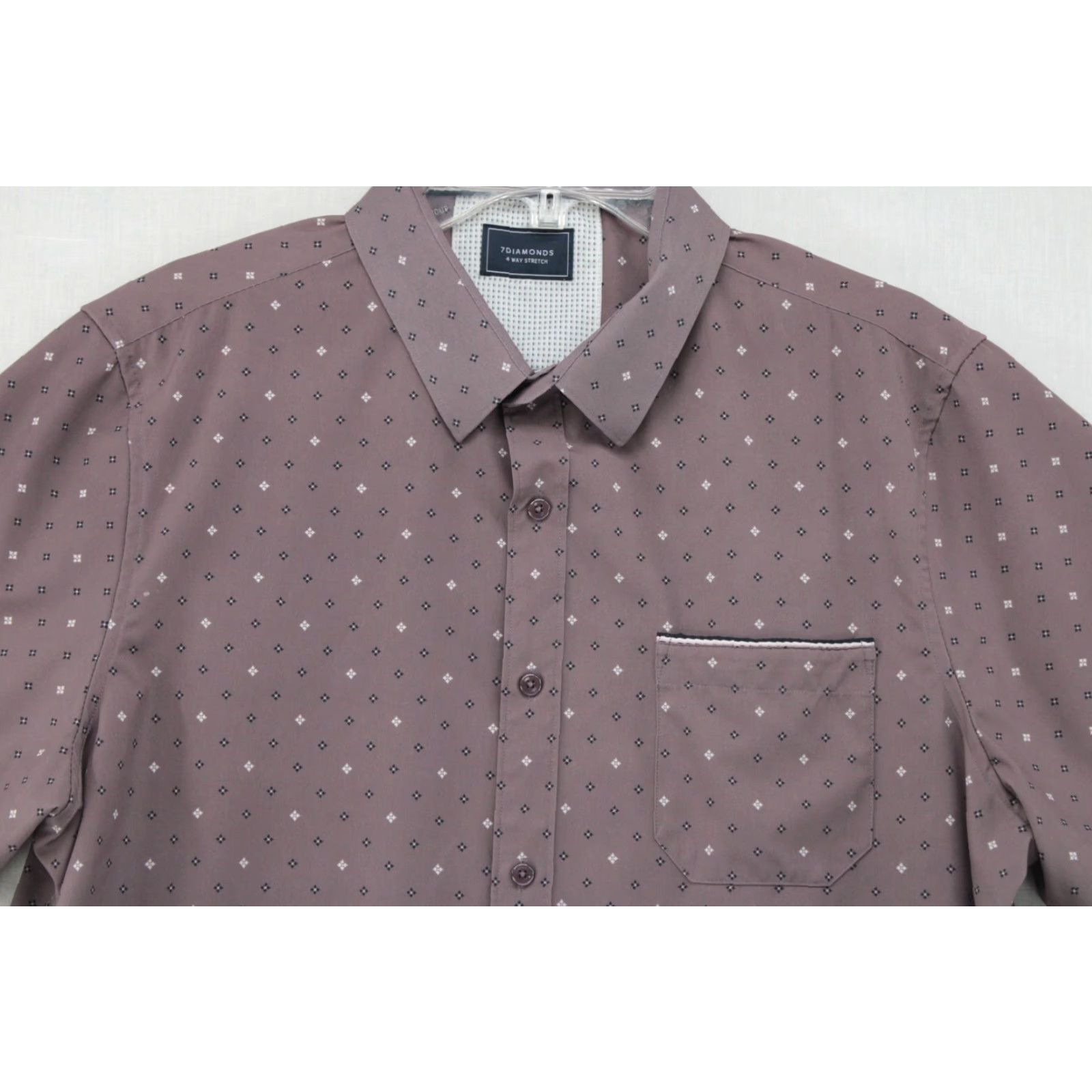 Vintage 7 Diamonds Men's XL Short Sleeve Button Shirt Highway Star Preppy 4 Way Stretch Size US XL / EU 56 / 4 - 2 Thumbnail