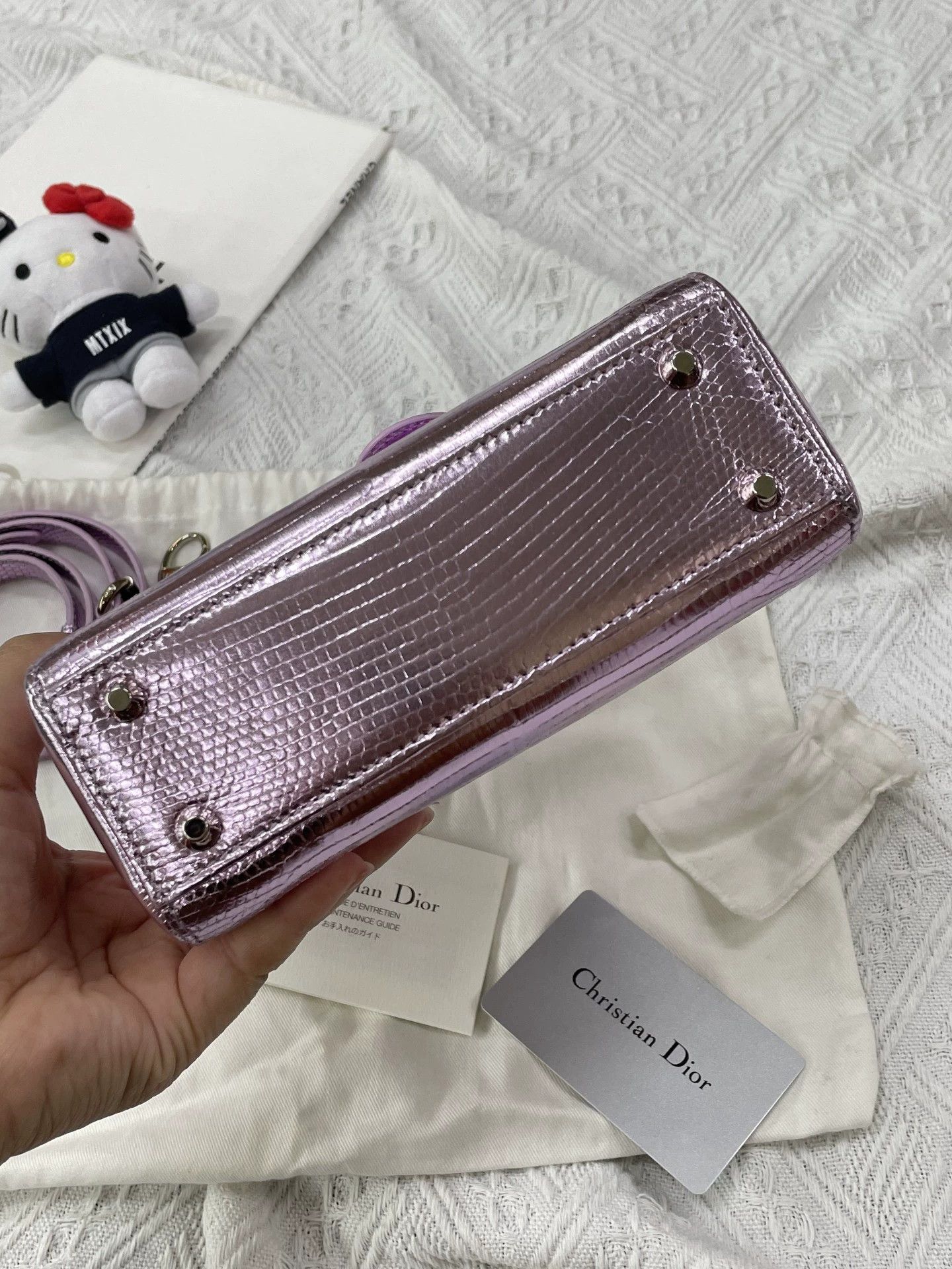 Dior Dior Lady Dior Mini Pearl Purple Lizard Silver 3 Size ONE SIZE - 3 Thumbnail